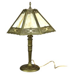 Antique Arts & Crafts Bradley & Hubbard School Slag Glass Lamp c1920