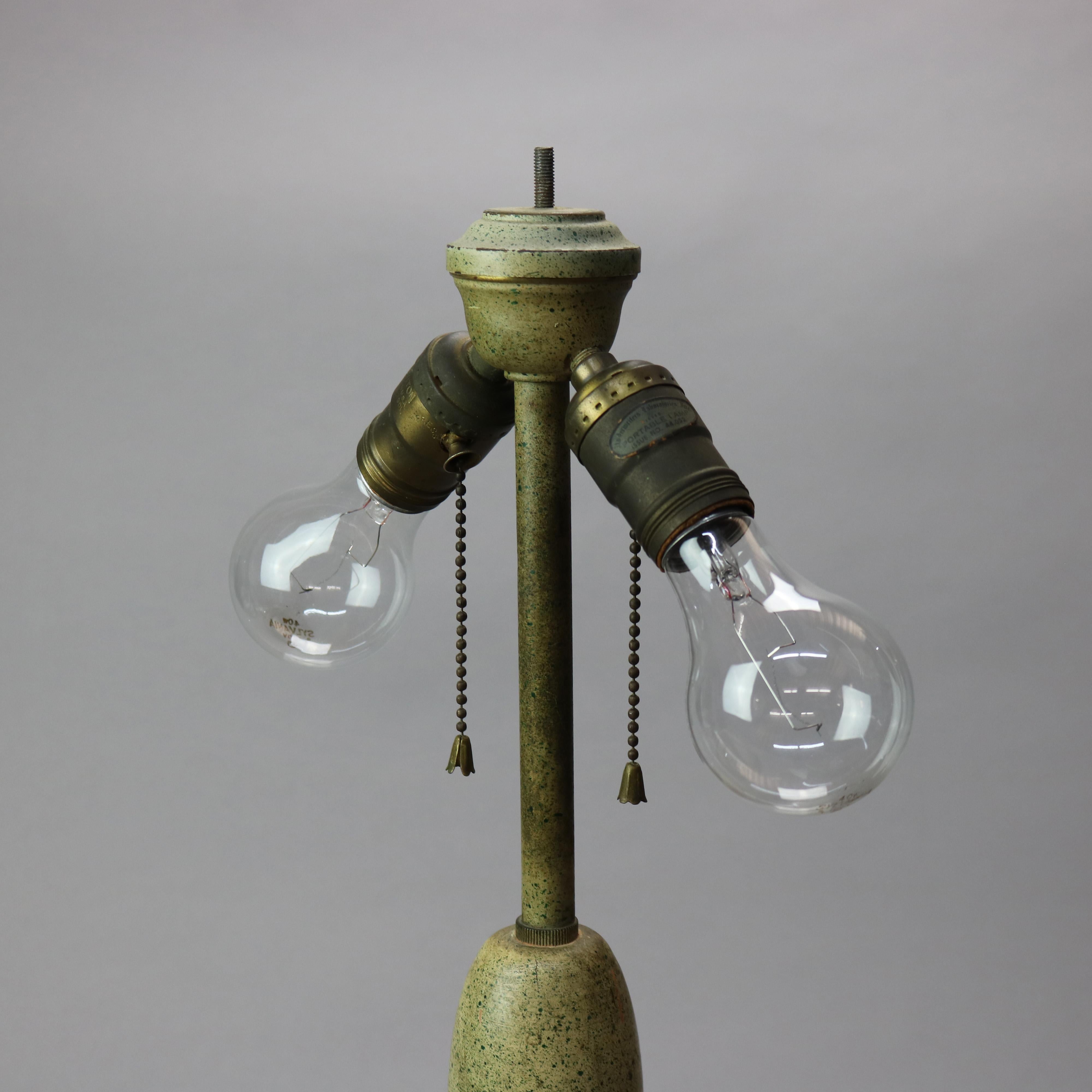 Antique Arts & Crafts Bradley & Hubbard School Slag Glass Lamp, Circa 1920 For Sale 2