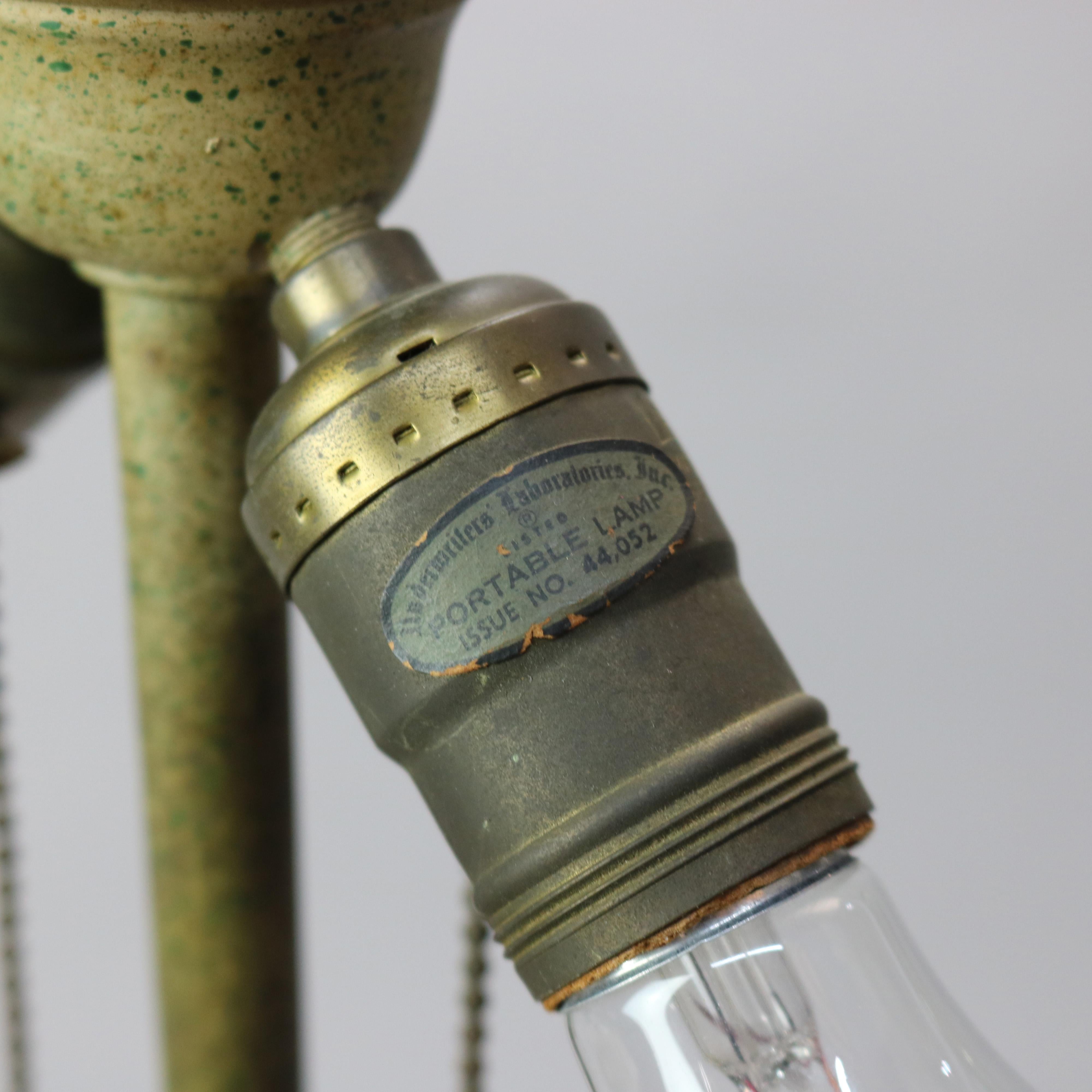 Antique Arts & Crafts Bradley & Hubbard School Slag Glass Lamp, Circa 1920 For Sale 3