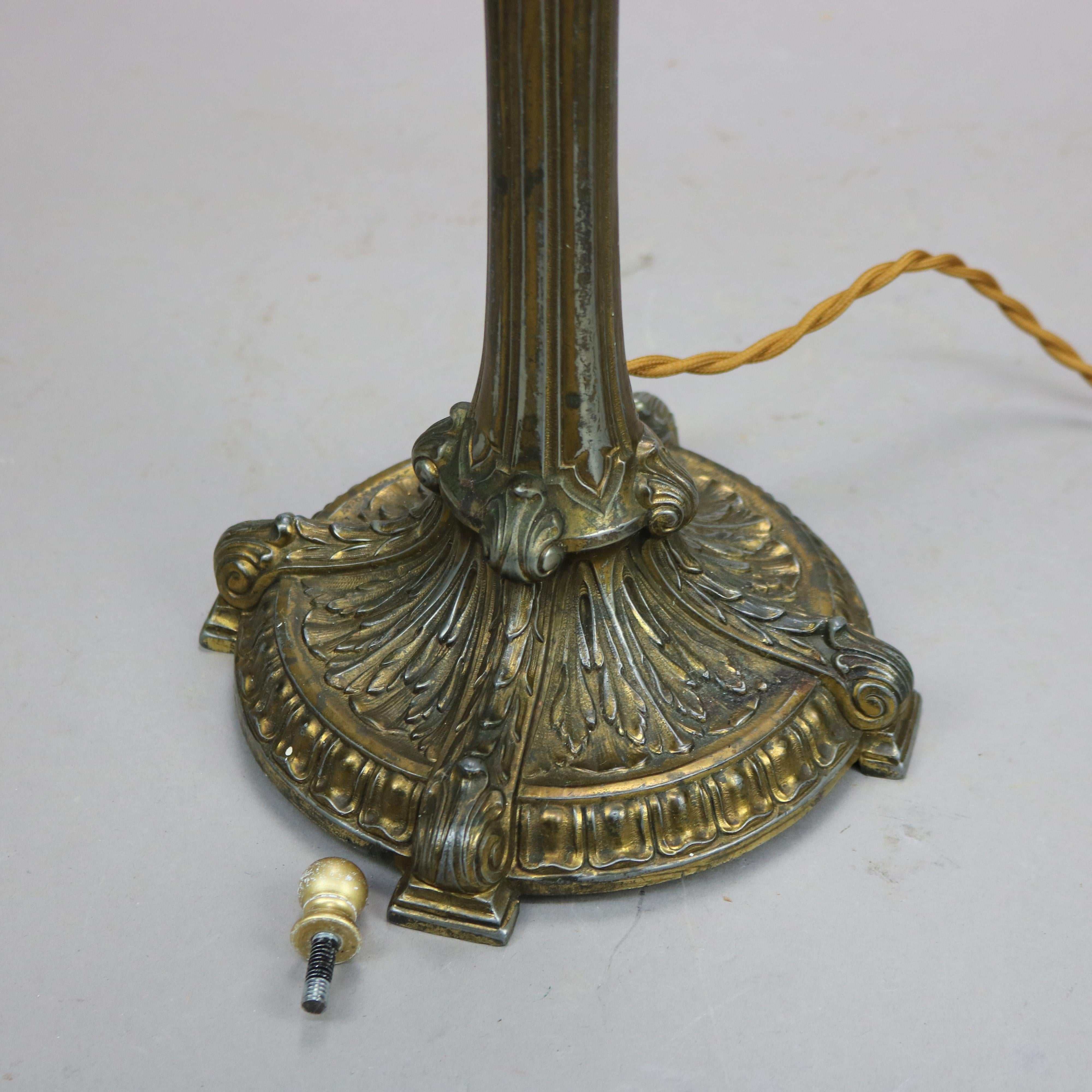 Antique Arts & Crafts Bradley & Hubbard School Slag Glass Lamp circa 1920 8