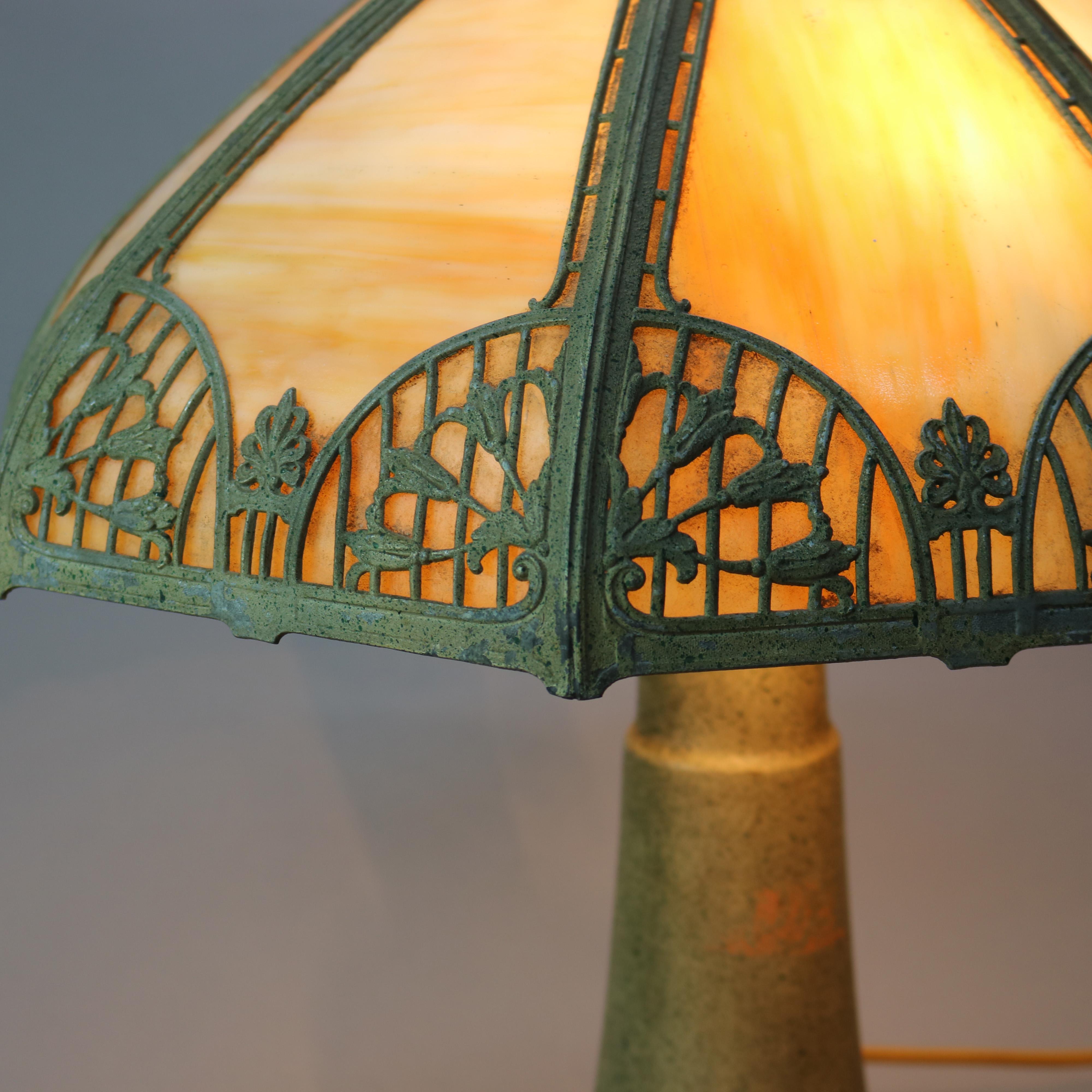 antique slag glass lamp shade