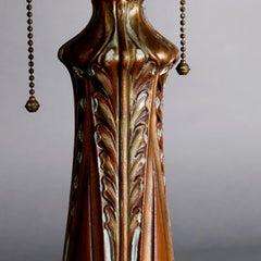 Antike Arts & Crafts Bradley & Hubbard Schule Schlackenglas Panel Lampe:: um 1910