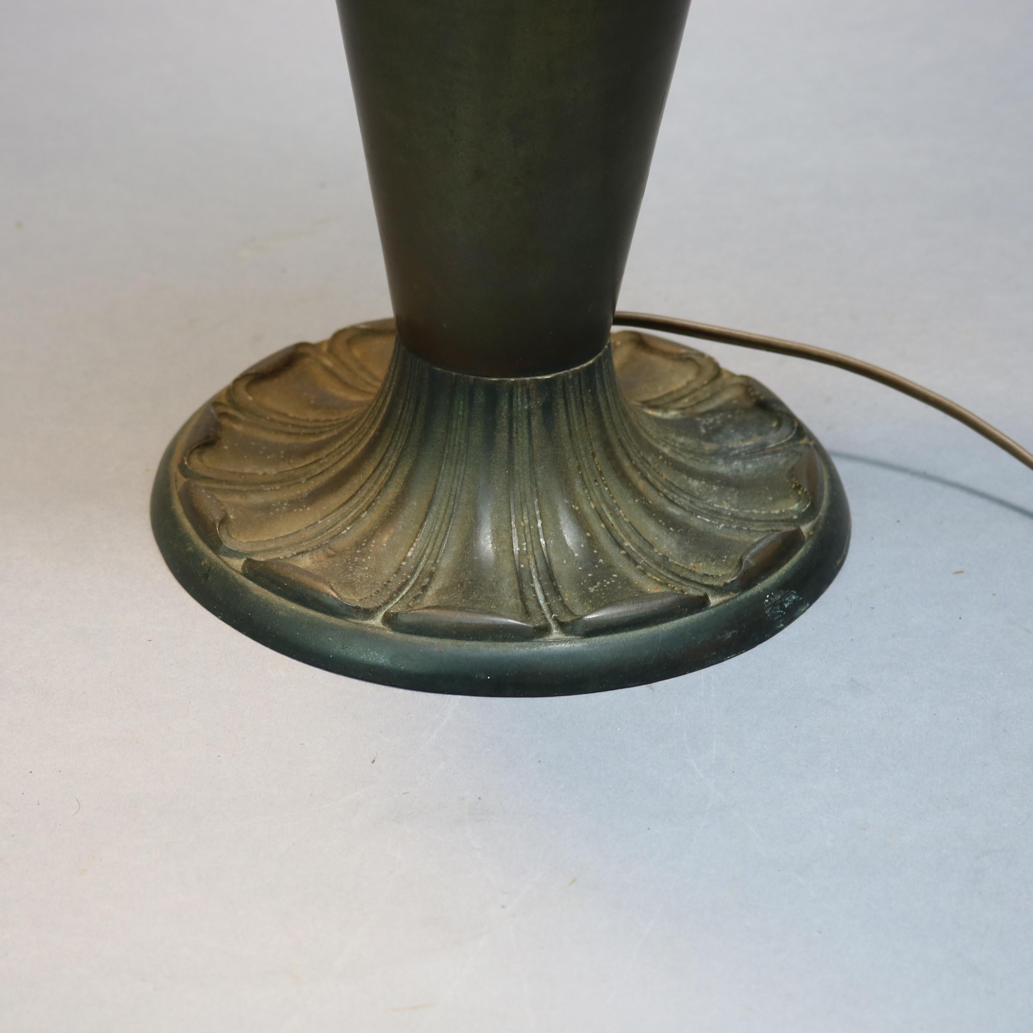 Arts and Crafts Antique Arts & Crafts Bradley & Hubbard School Slag Glass Table Lamp, c 1920