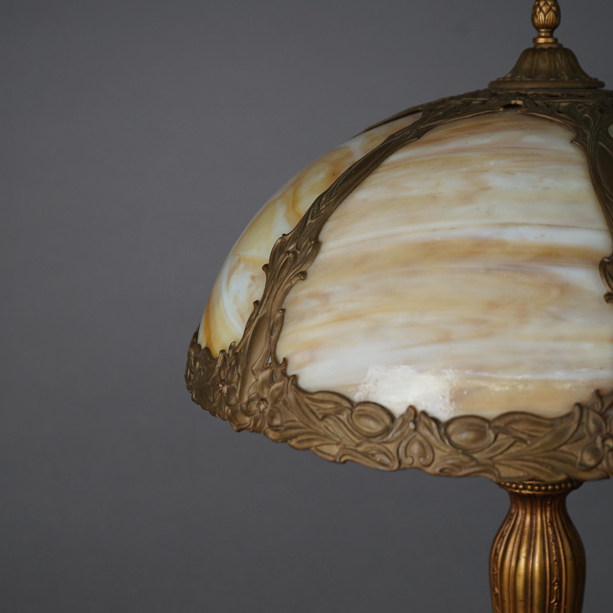 bradley and hubbard slag glass lamp