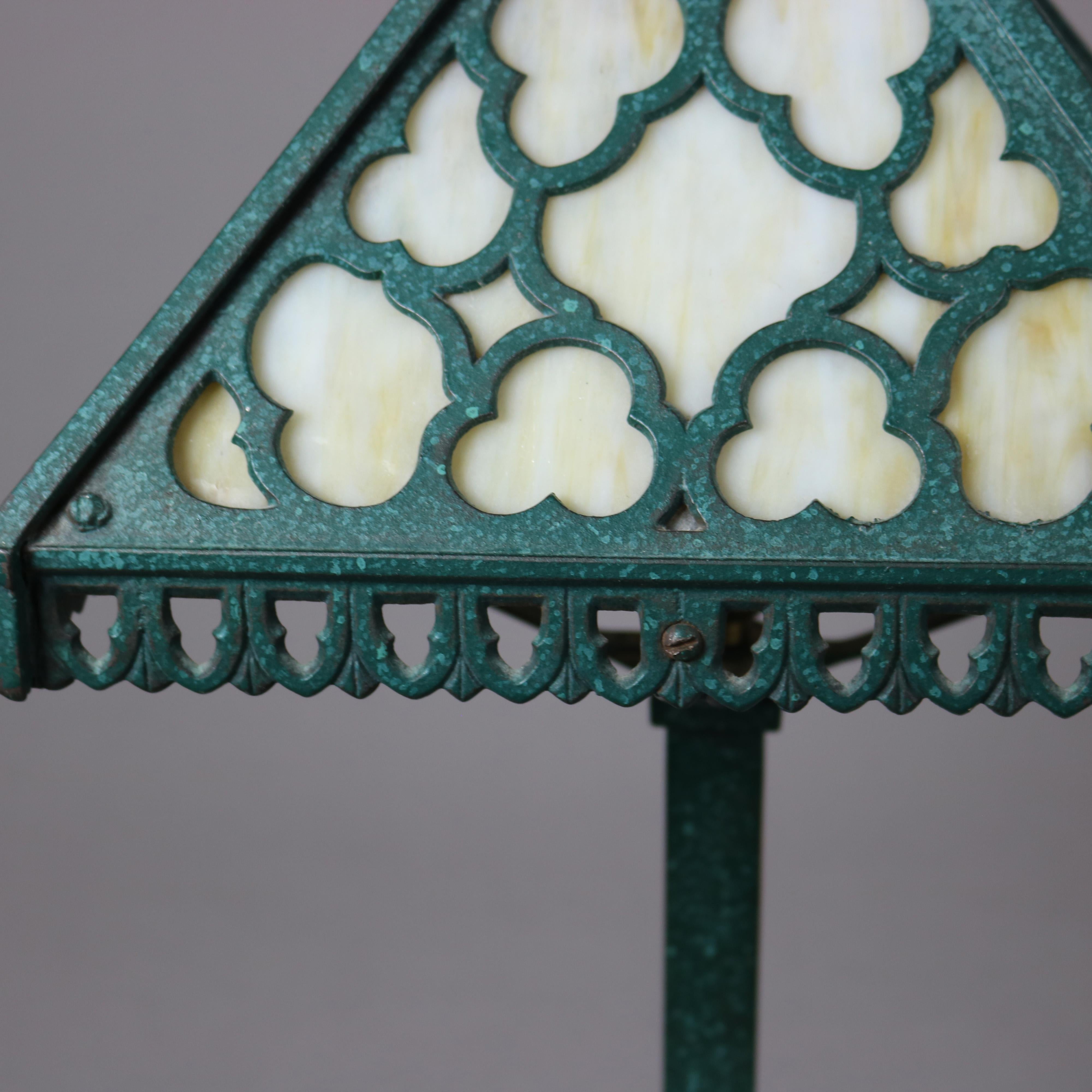 20th Century Antique Arts &Crafts Bradley & Hubbard School Slag Glass Table Lamp C1920
