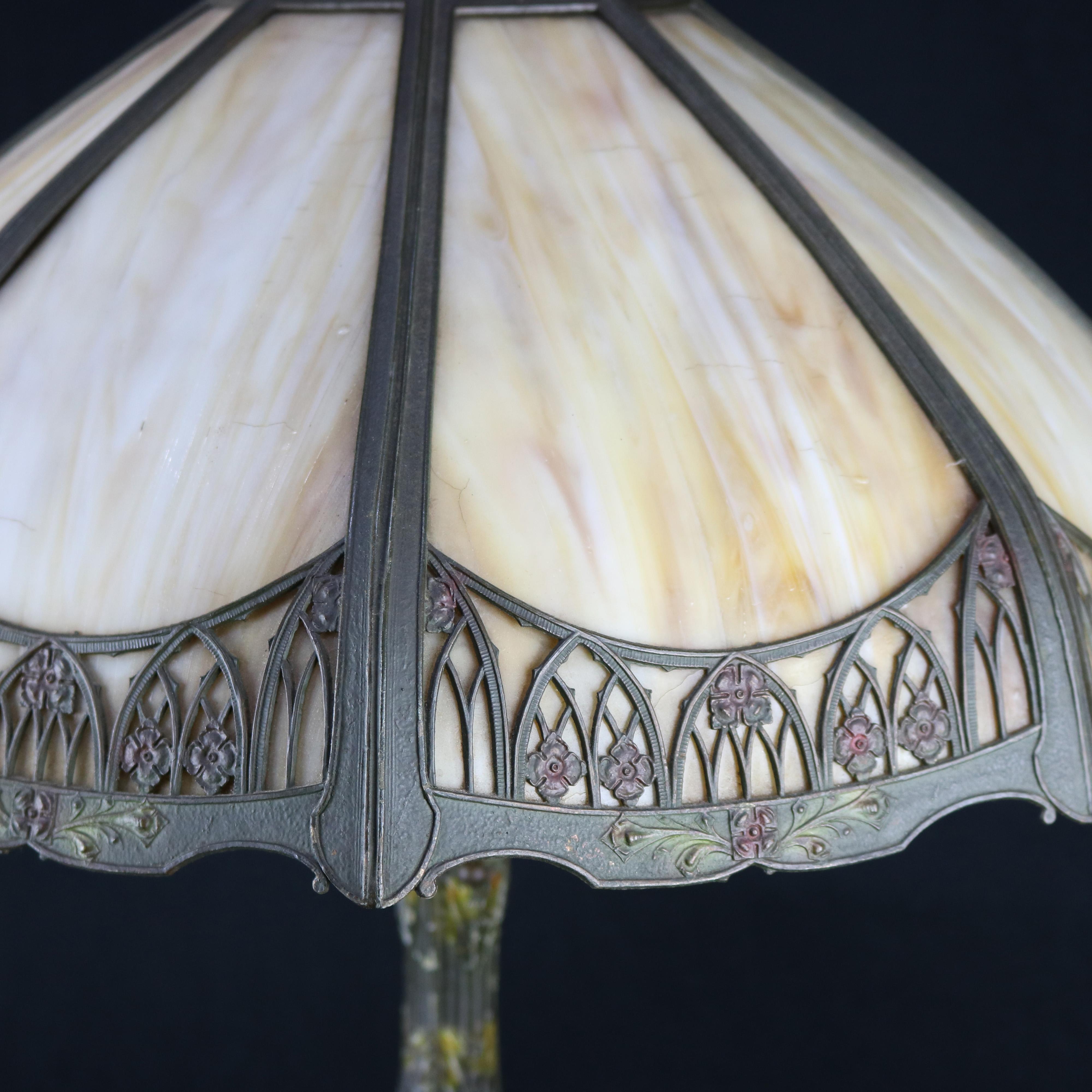 antique slag glass floor lamp
