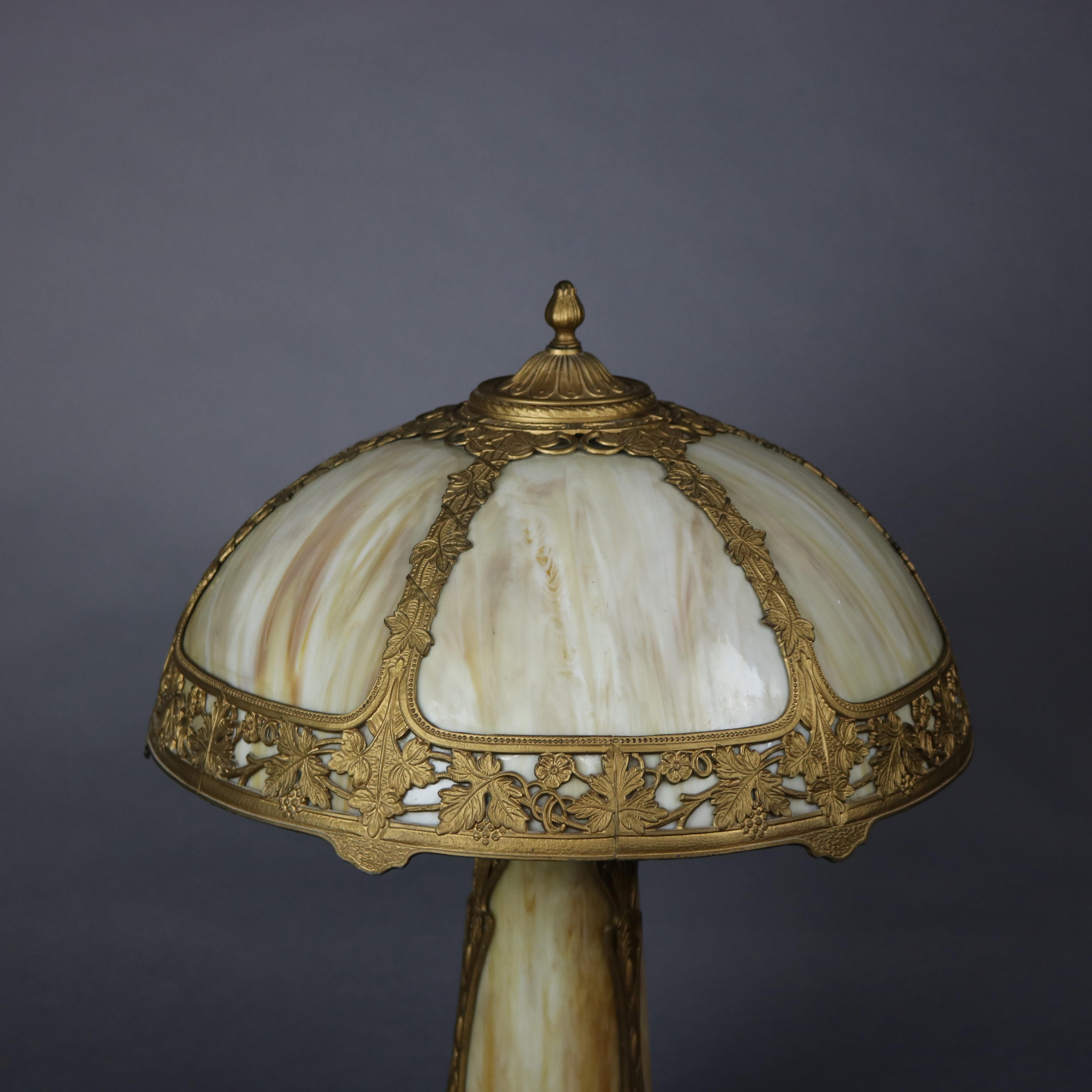 antique slag glass lamp