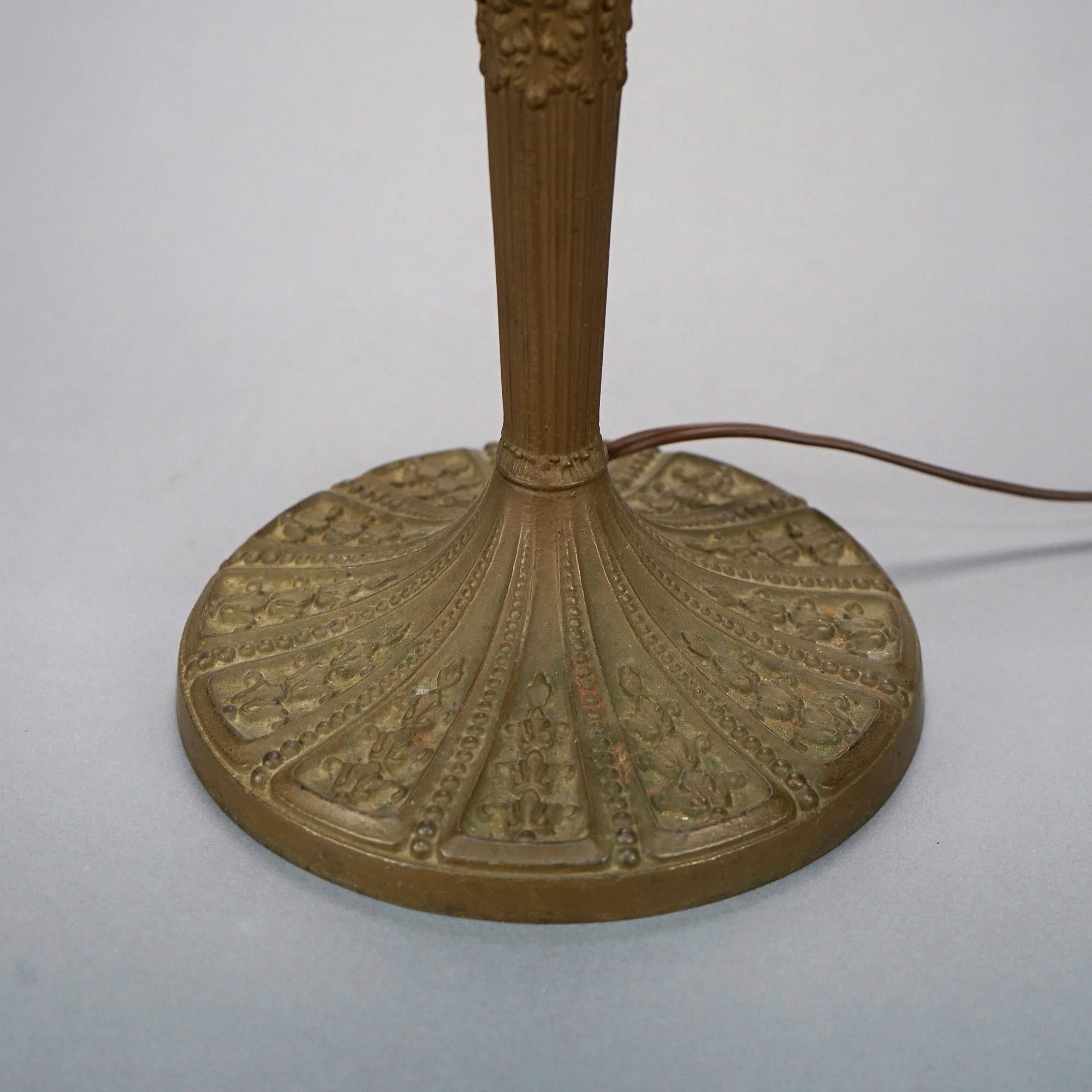 Antique Arts & Crafts Bradley & Hubbard School Slag Glass Table Lamp, Circa 1920 5