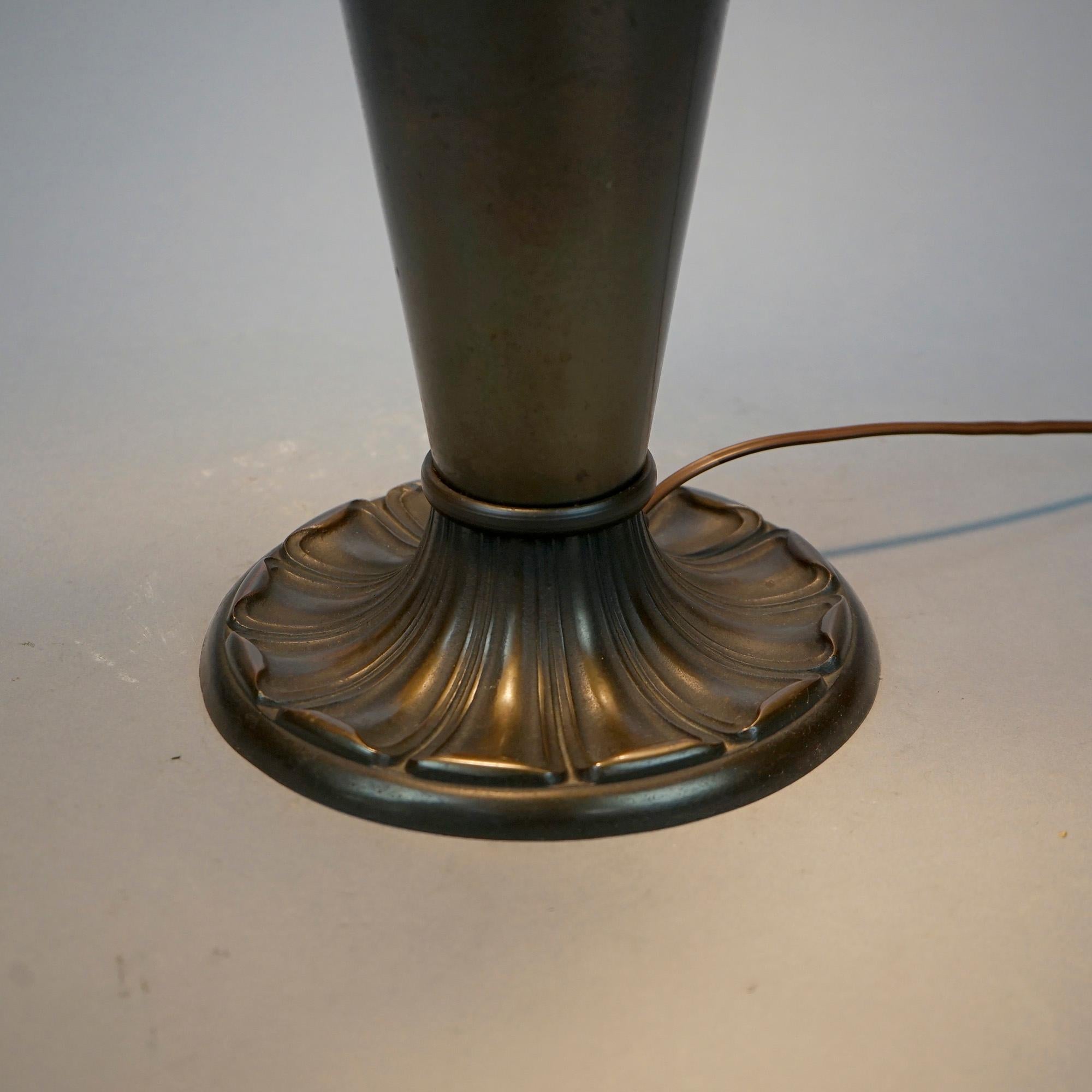 Antique Arts & Crafts Bradley & Hubbard School Slag Glass Table Lamp, Circa 1920 6