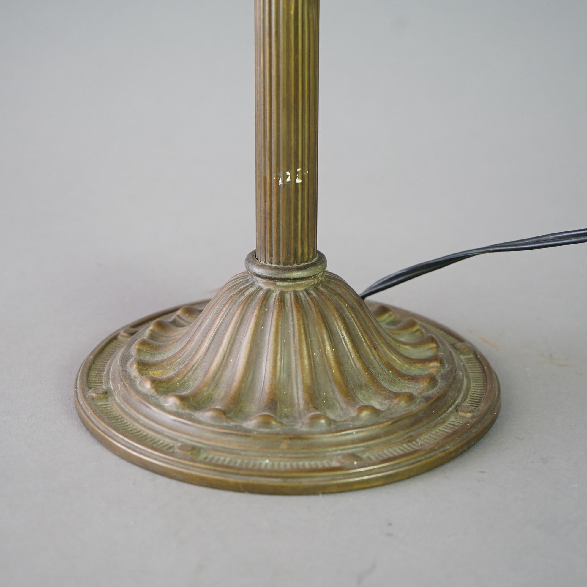 Antique Arts & Crafts Bradley & Hubbard School Slag Glass Table Lamp Circa 1920 For Sale 4