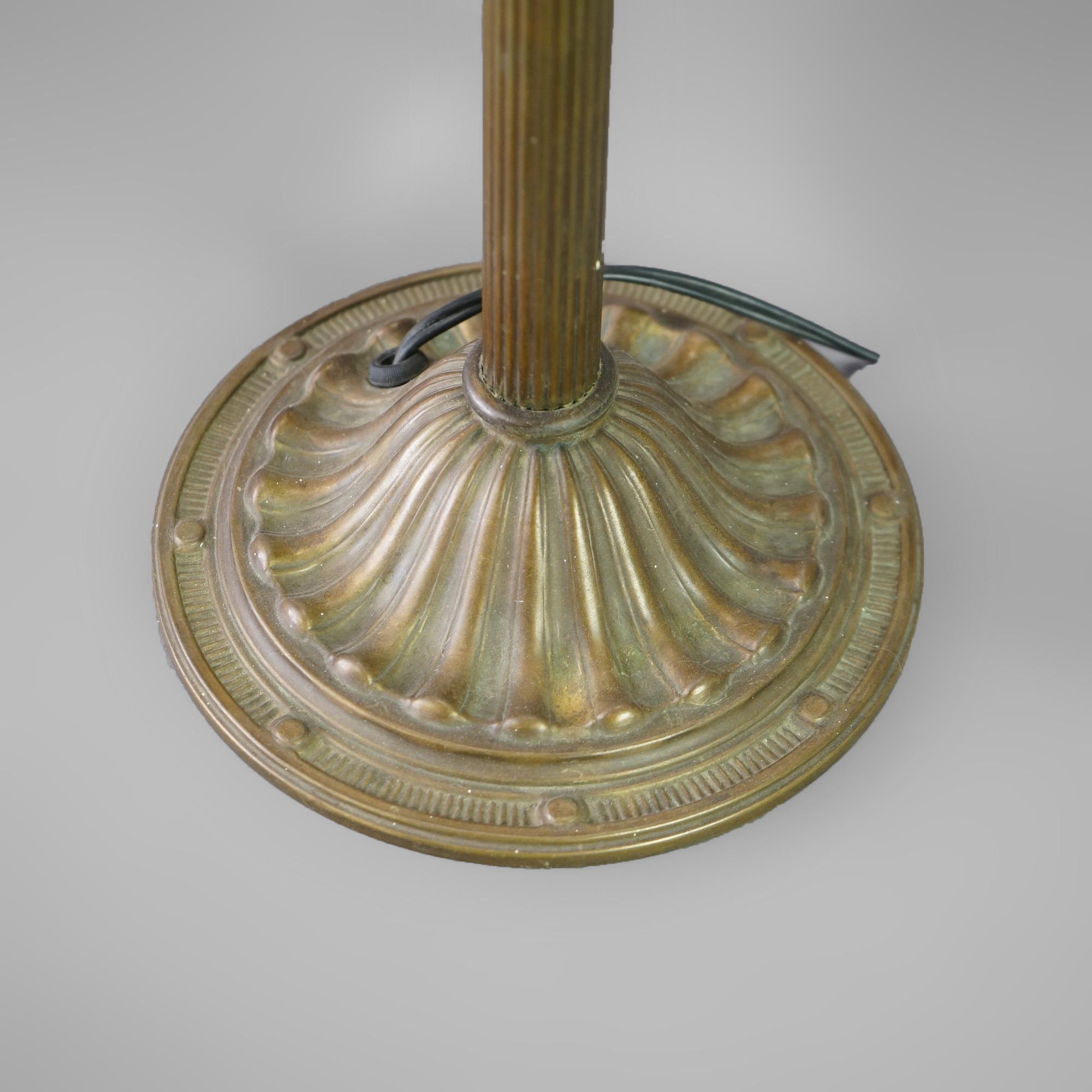 Antique Arts & Crafts Bradley & Hubbard School Slag Glass Table Lamp Circa 1920 For Sale 5