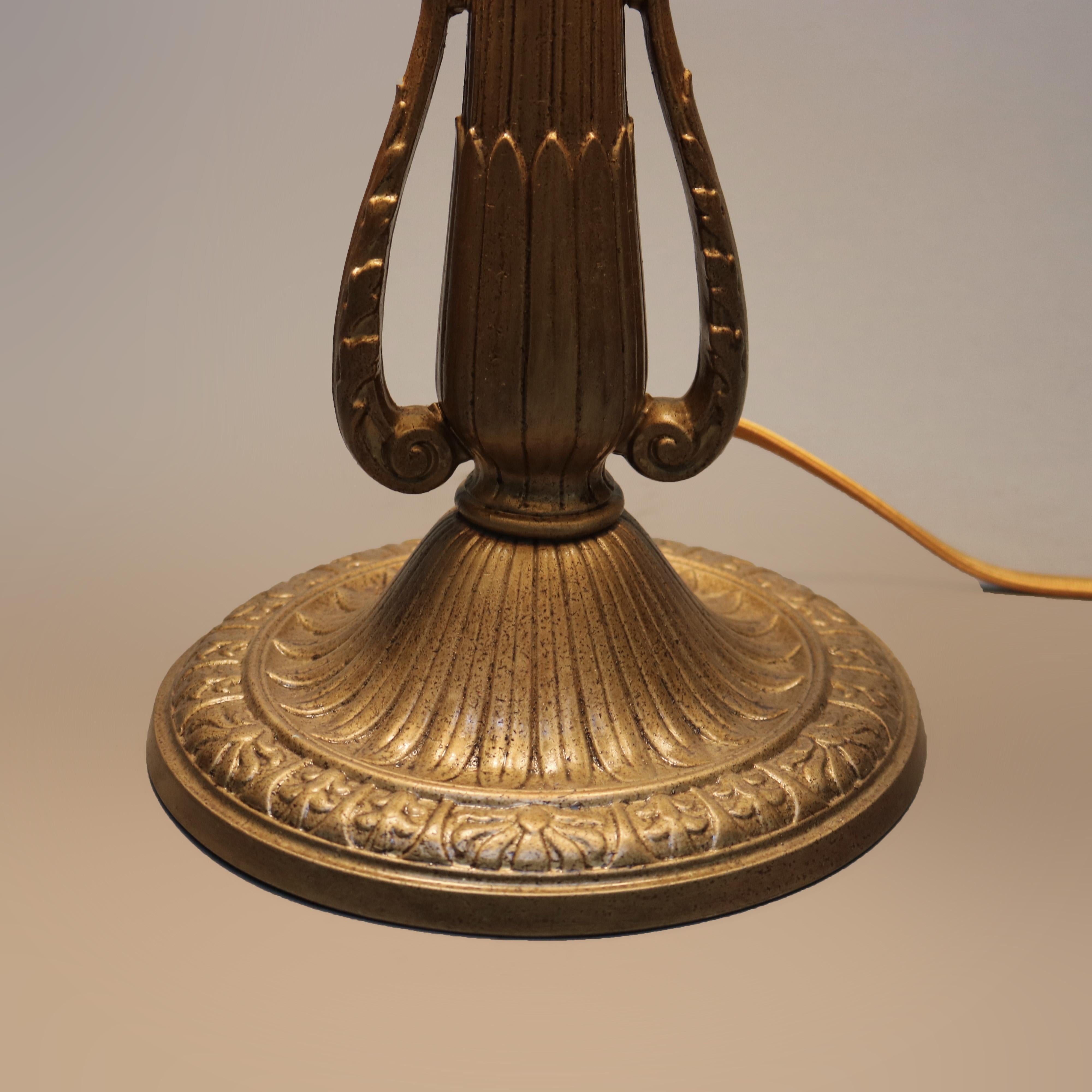 Antique Arts & Crafts Bradley & Hubbard School Slag Glass Table Lamp Circa 1920 6