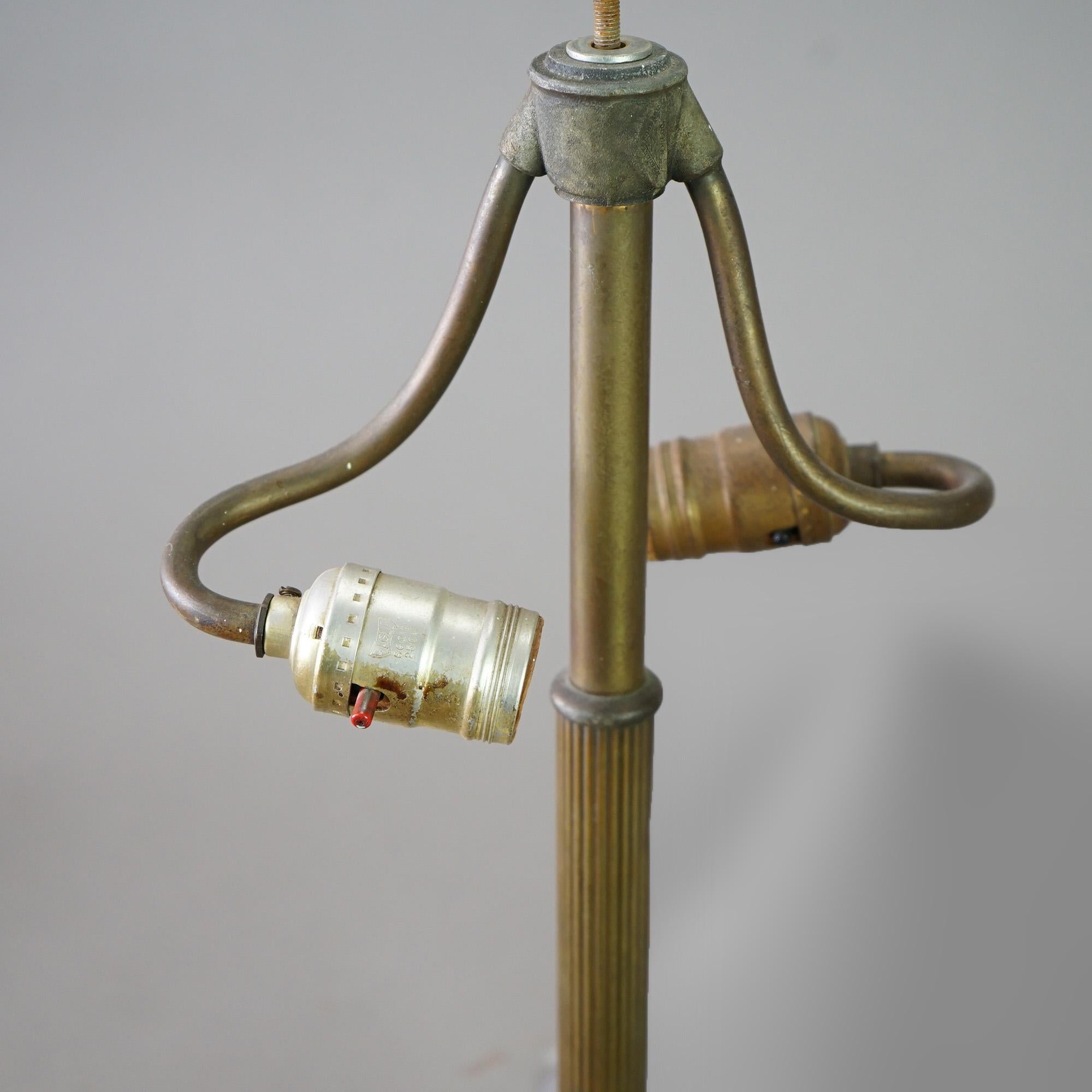 20th Century Antique Arts & Crafts Bradley & Hubbard School Slag Glass Table Lamp Circa 1920 For Sale