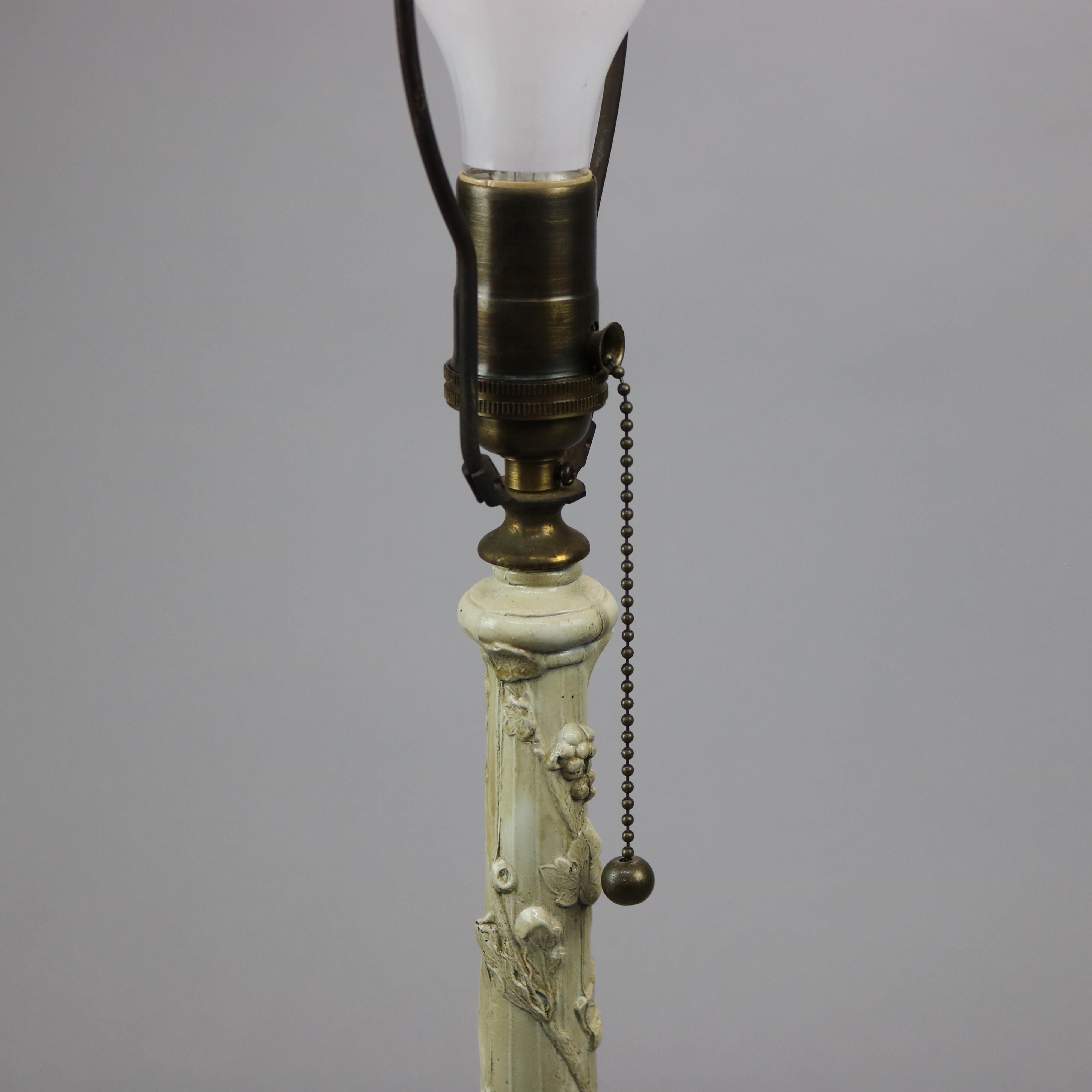 20th Century Antique Arts & Crafts Bradley & Hubbard School Slag Glass Table Lamp Circa 1920 For Sale
