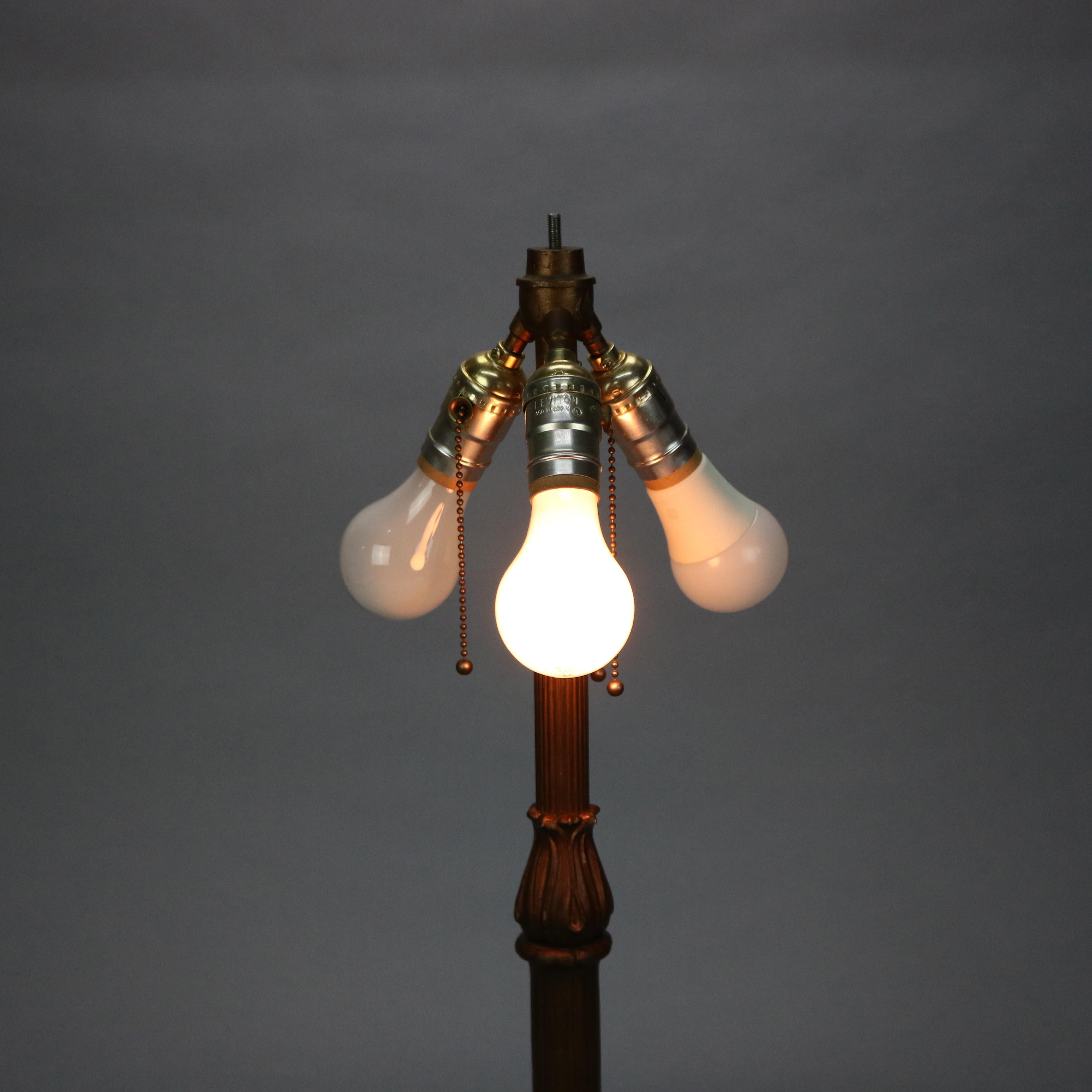 20th Century Antique Arts & Crafts Bradley & Hubbard School Slag Table Lamp, c1910