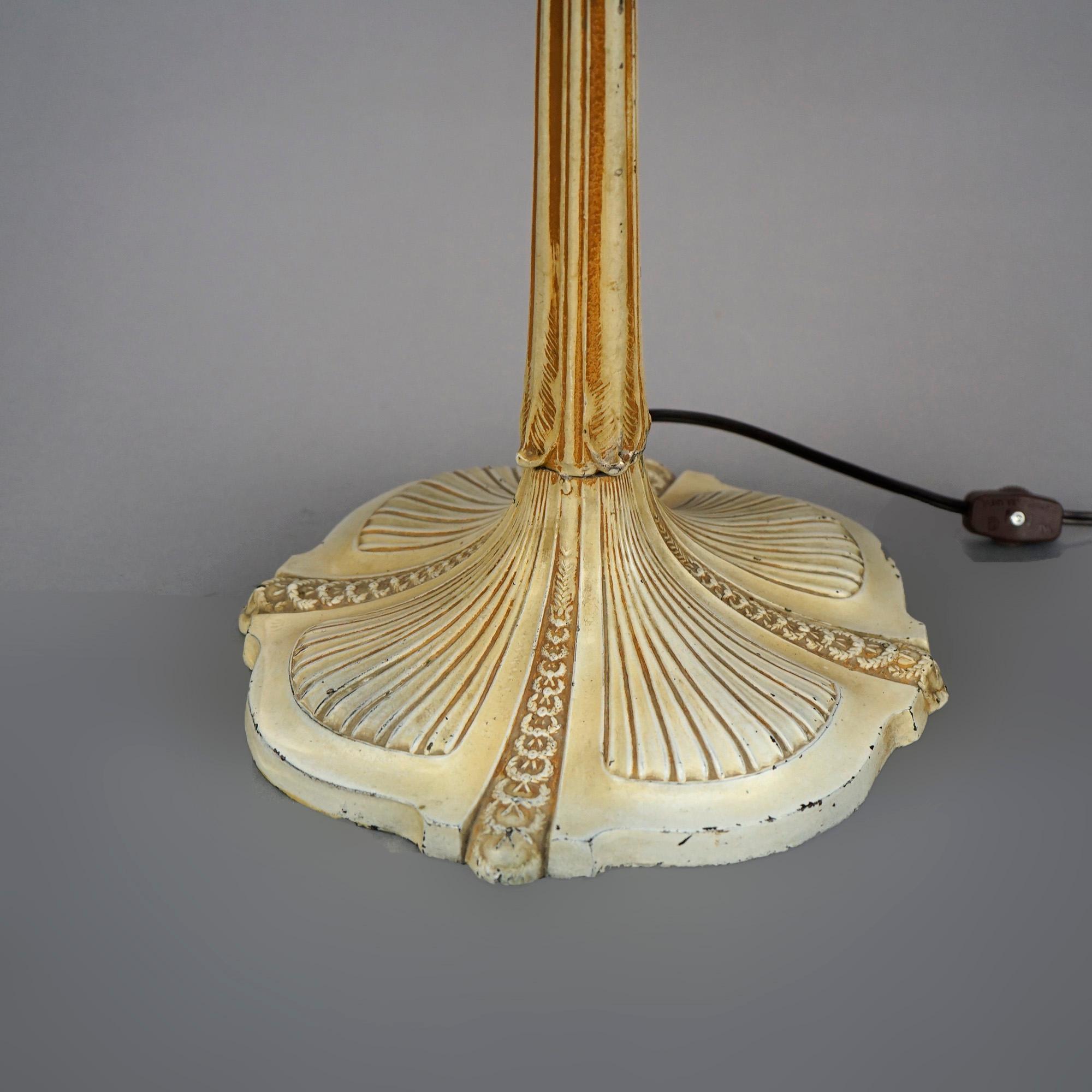 Antique Arts & Crafts Bradley & Hubbard School Two-Tone Slag Glass Lamp C1920 1