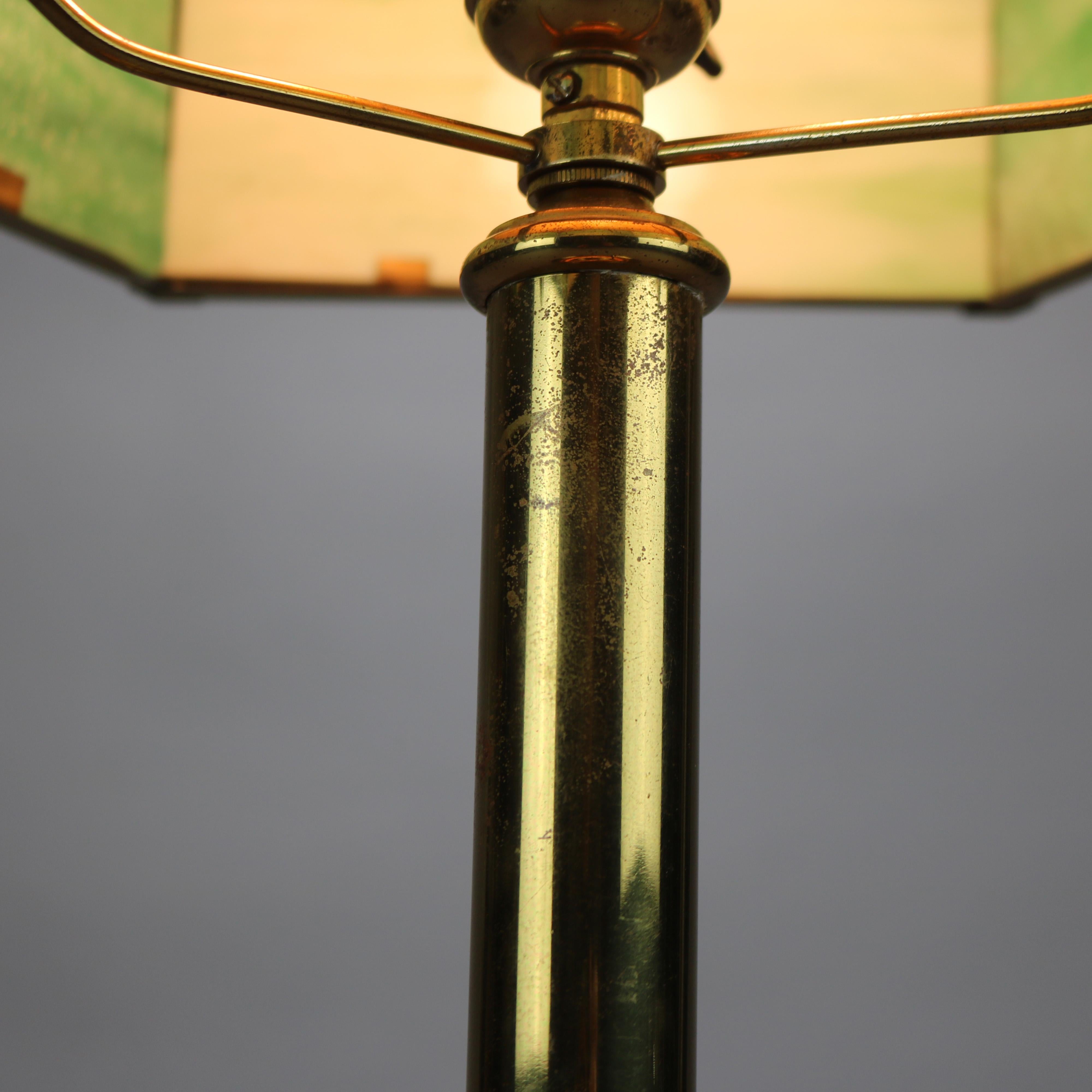 Antique Arts & Crafts Bradley & Hubbard School Windmill Slag Glass Lamp, c1920 3