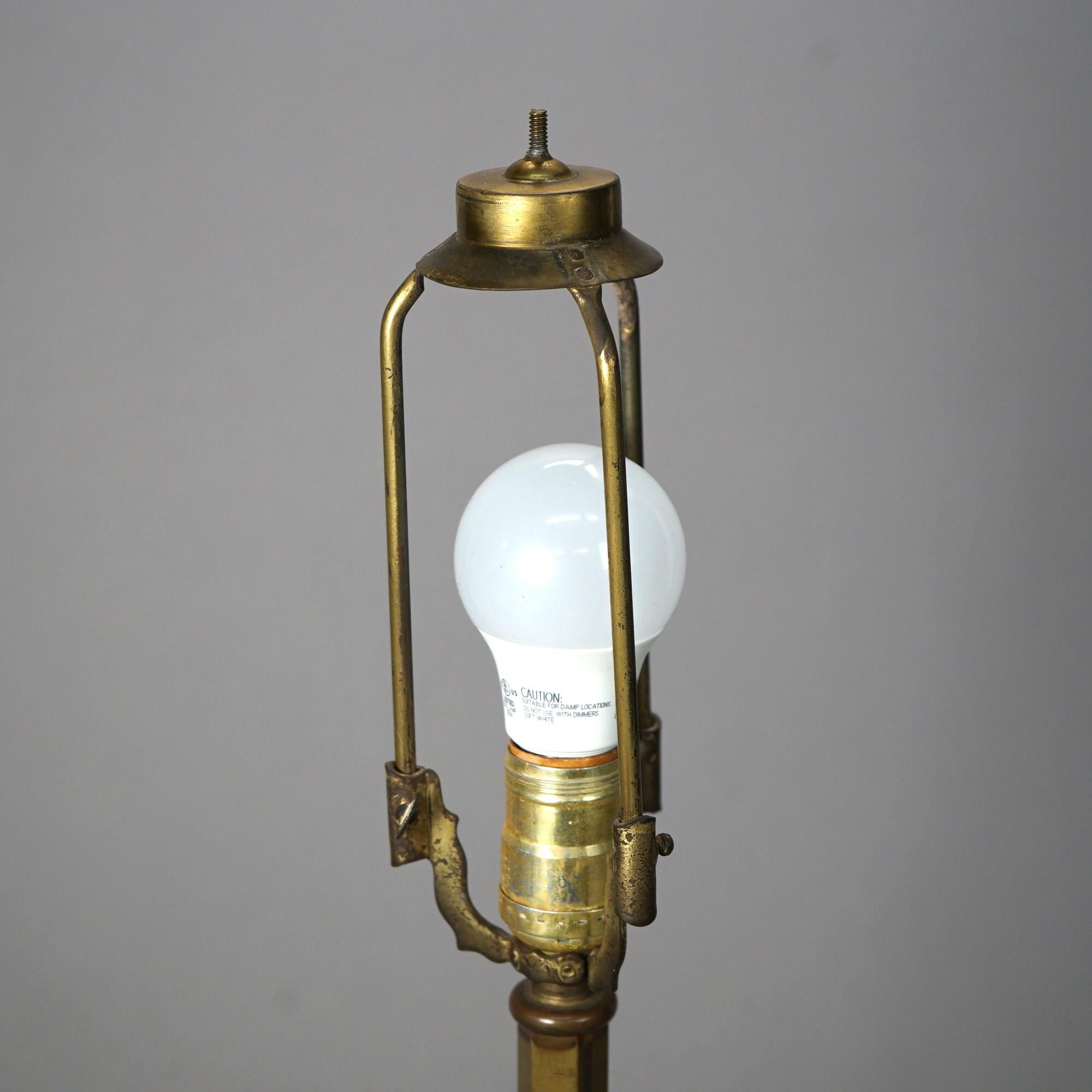 Antique Arts & Crafts Bradley & Hubbard Slag Glass Table Lamp Circa 1920 2