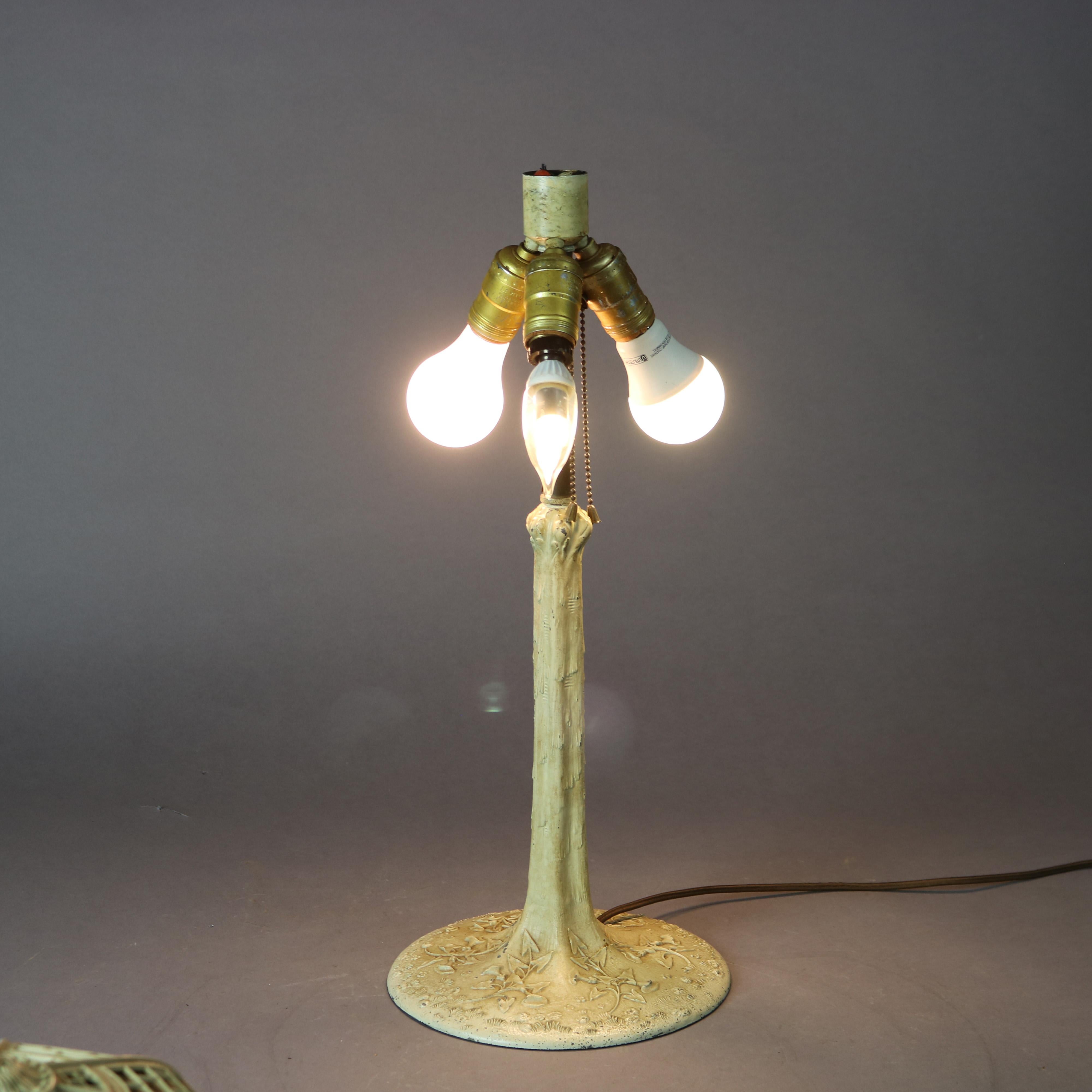 Antique Arts & Crafts Bradley & Hubbard Slag Glass Table Lamp, circa 1920 8