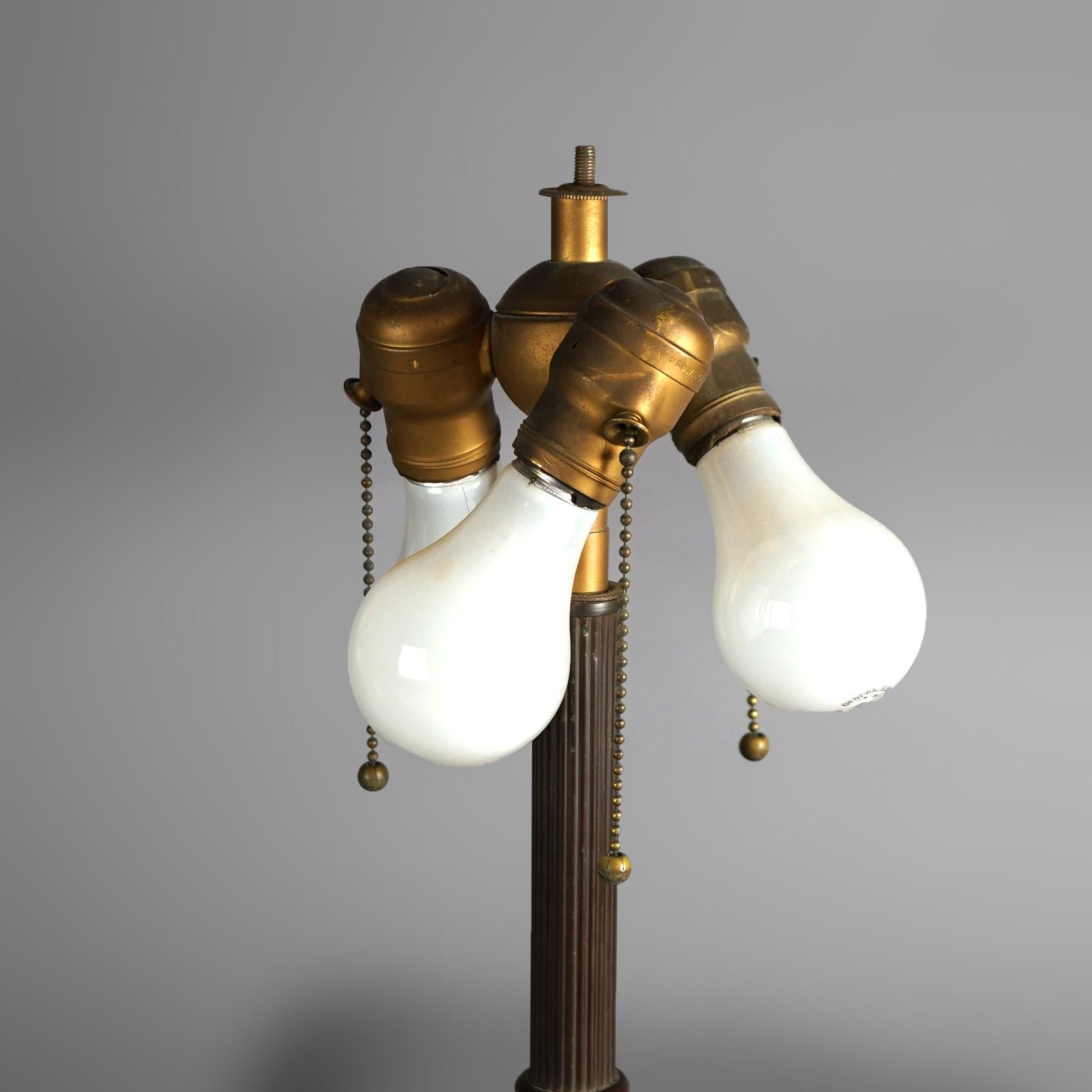 Antique Arts & Crafts Bradley & Hubbard Slag Glass Table Lamp Circa 1920 For Sale 7