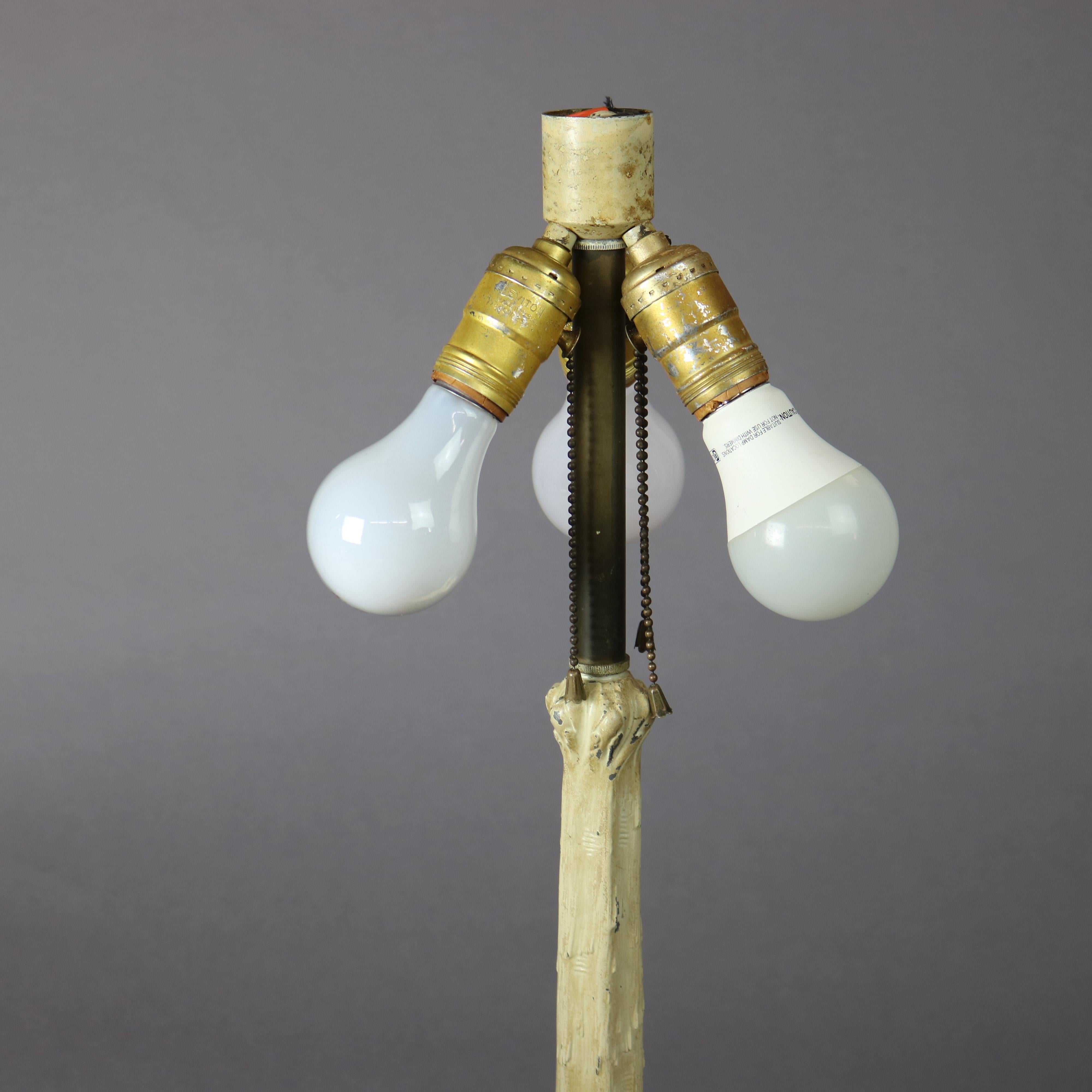 Antique Arts & Crafts Bradley & Hubbard Slag Glass Table Lamp, circa 1920 11