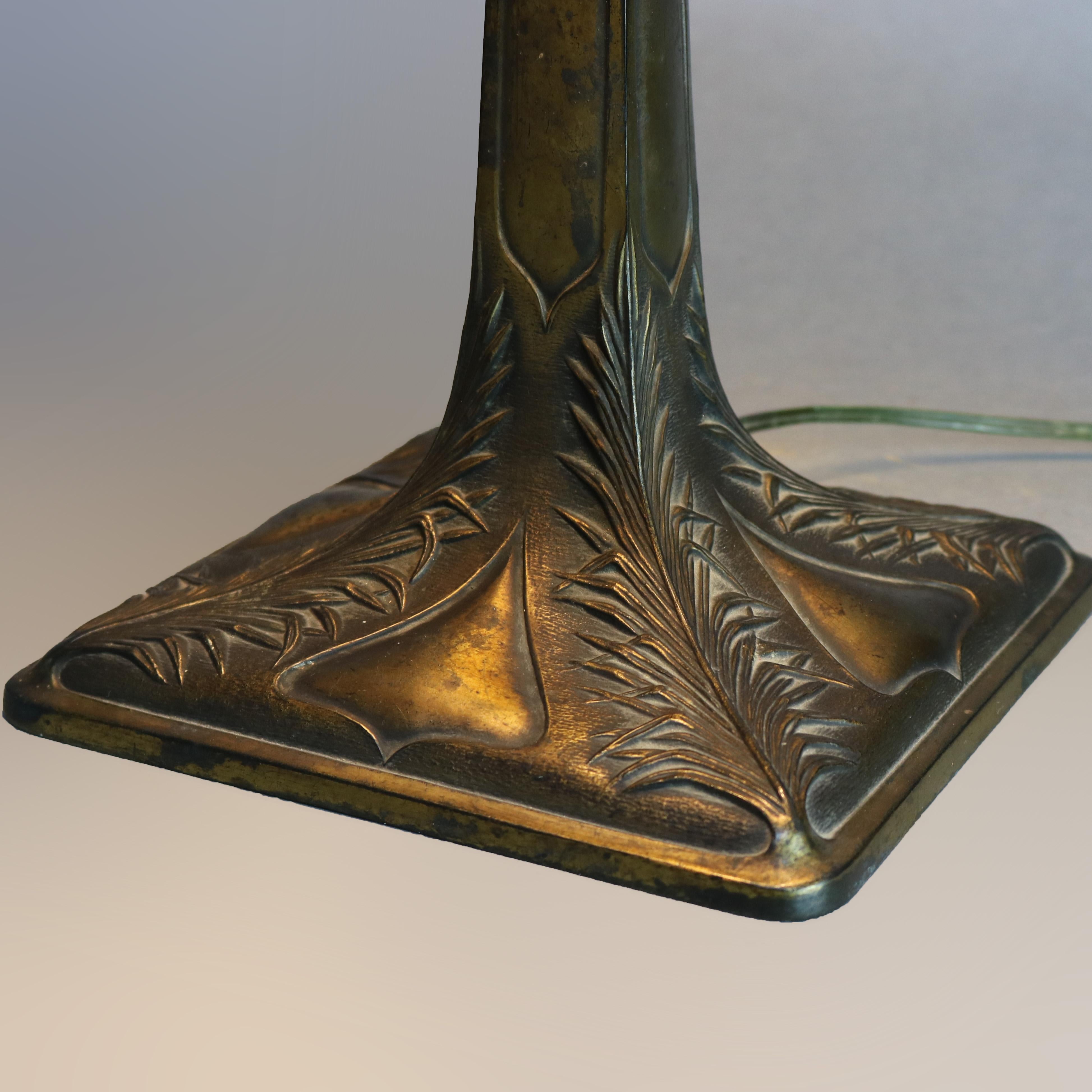 20th Century Antique Arts & Crafts Bradley & Hubbard Slag Glass Table Lamp, circa 1920