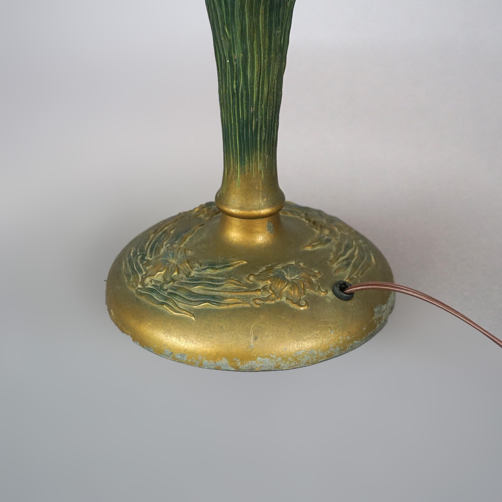 Antique Arts & Crafts Bradley & Hubbard Style Reverse Painted Lamp C1920 For Sale 2