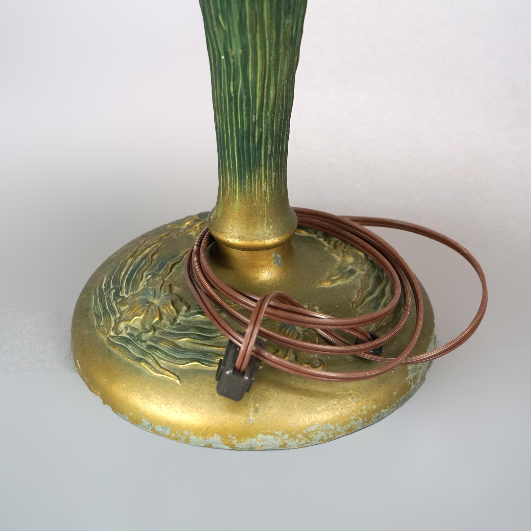 Arts and Crafts  Antique Arts & Crafts Bradley & Hubbard Style Reverse Painted Lamp C1920 For Sale