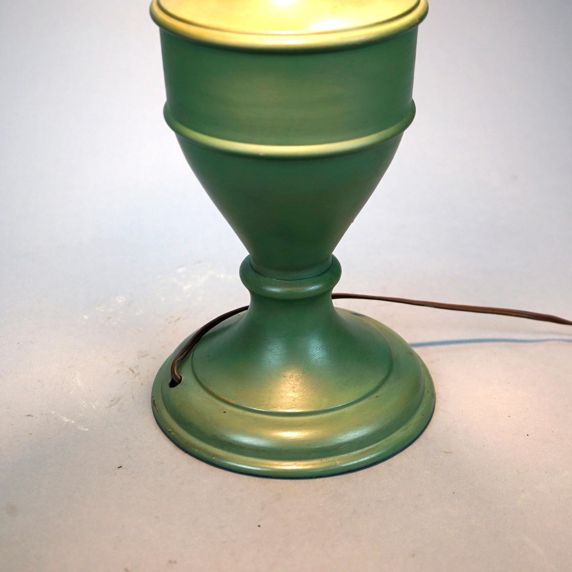 Antique Arts & Crafts Bradley & Hubbard Sunset Palm Slag Glass Table Lamp, c1920 6
