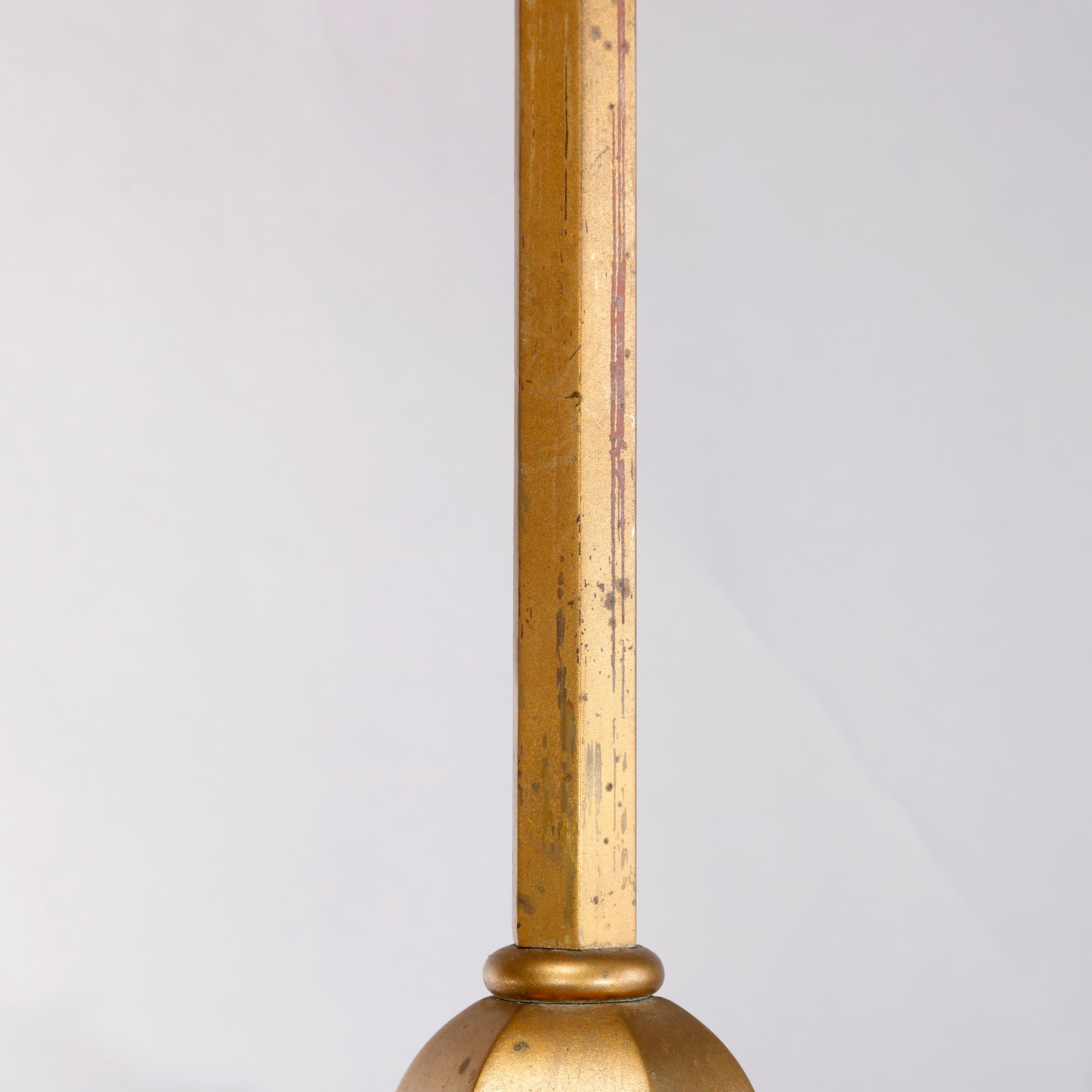 Antique Arts & Crafts Brass Hanging Four Light Chandelier, circa 1920 4