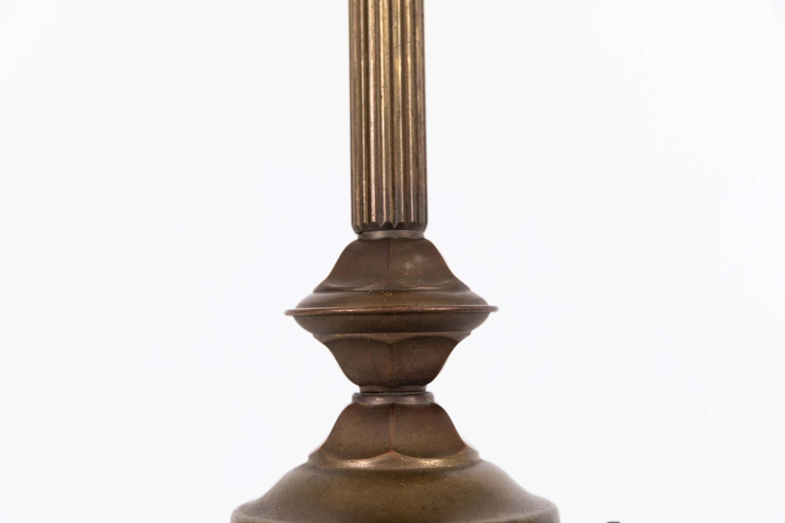 20th Century Antique Arts & Crafts Brass Prismatic Glass Ceiling Pendant Light Lamp, C.1920 For Sale