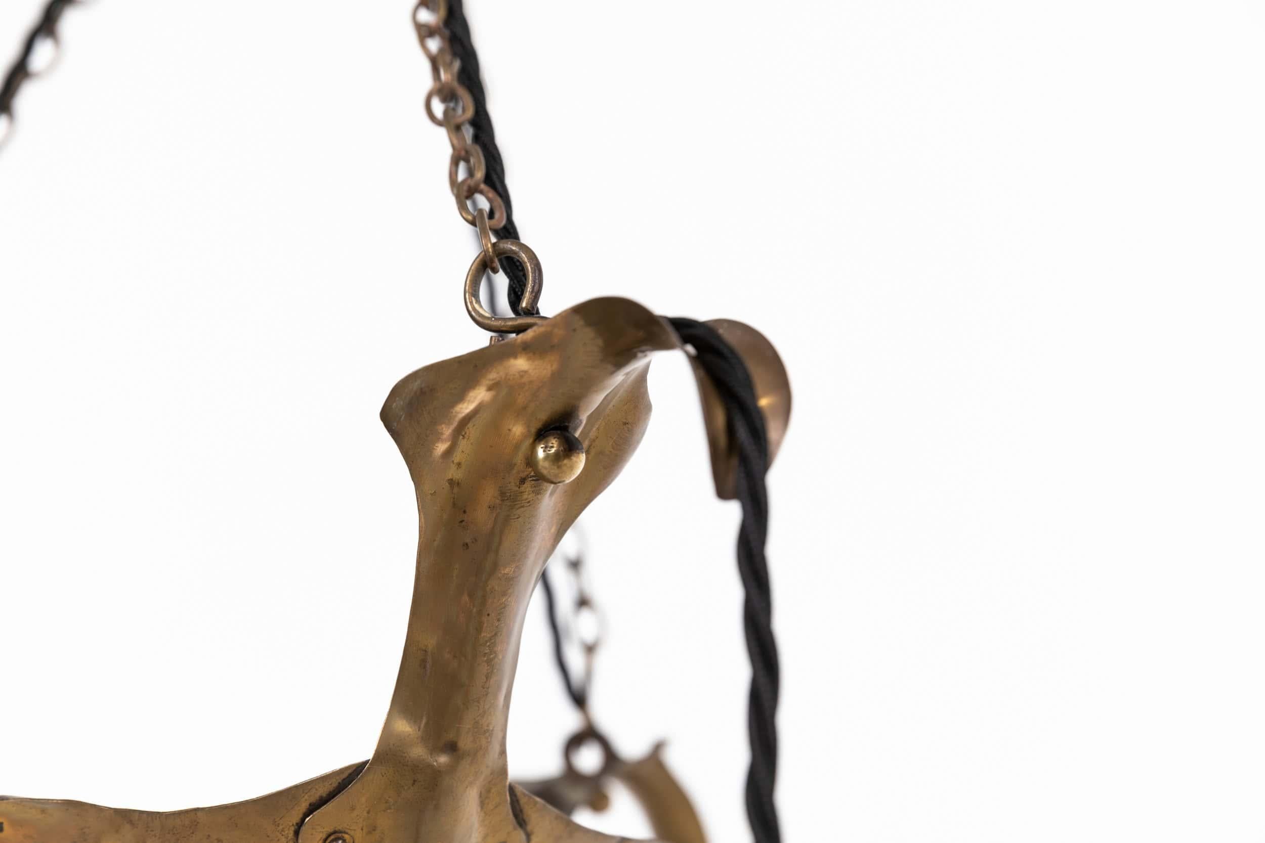 Antike Arts & Crafts Messing & Vaseline Glas Licht Kronleuchter. C.1900 im Zustand „Gut“ im Angebot in London, GB