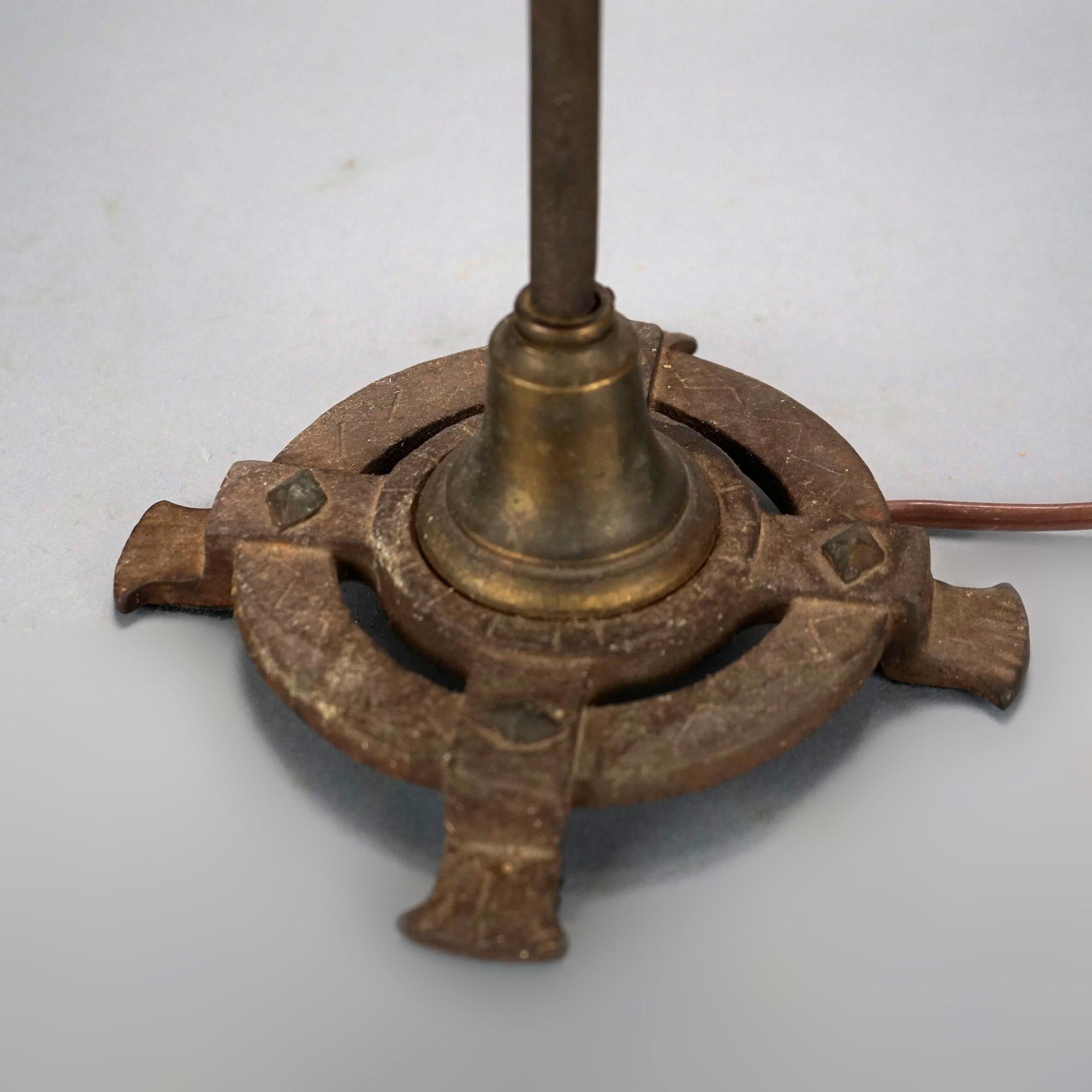 Antique Arts & Crafts Bronzed & Reticulated Screen Lamps, Moorish Design, C1920 3
