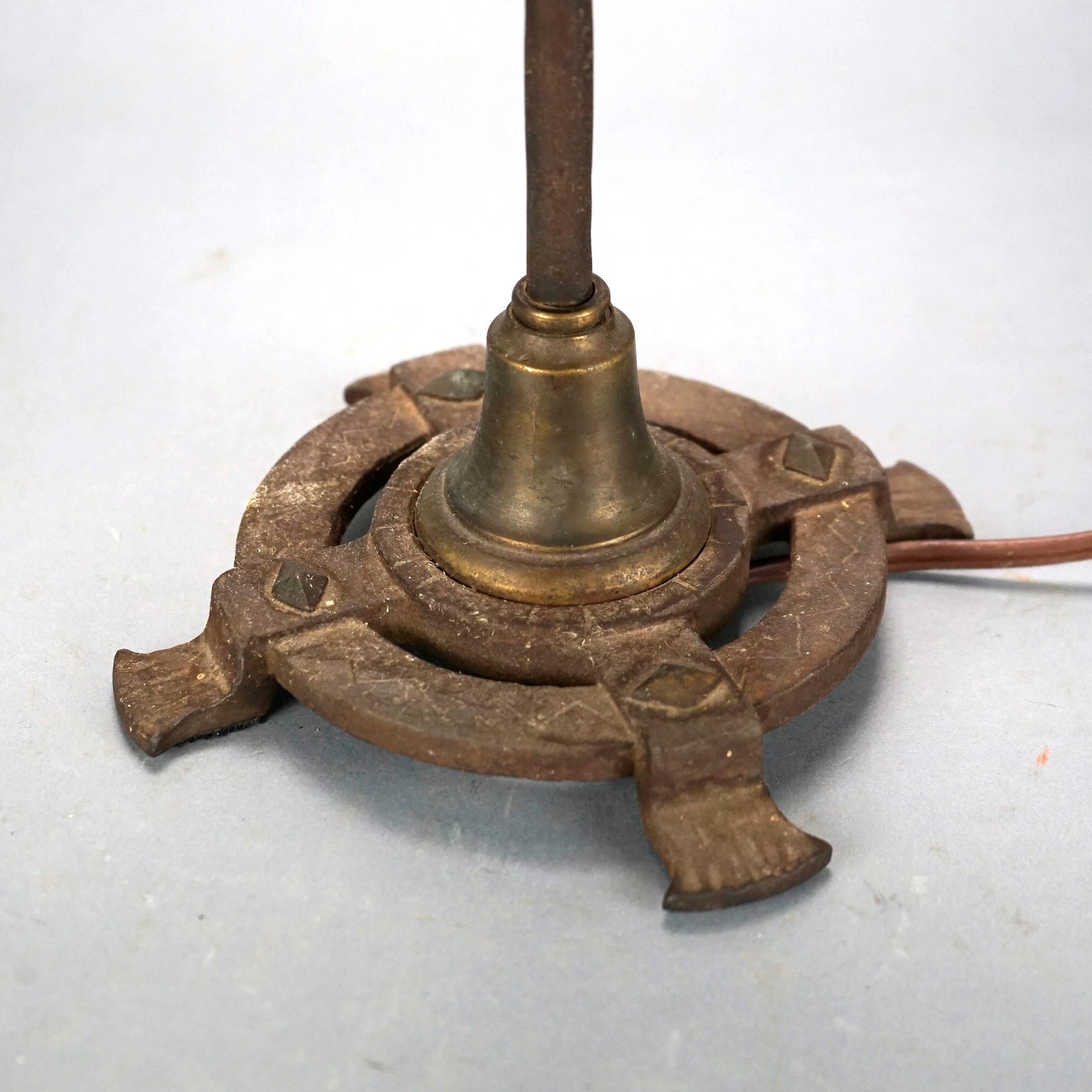 Antique Arts & Crafts Bronzed & Reticulated Screen Lamps, Moorish Design, C1920 4