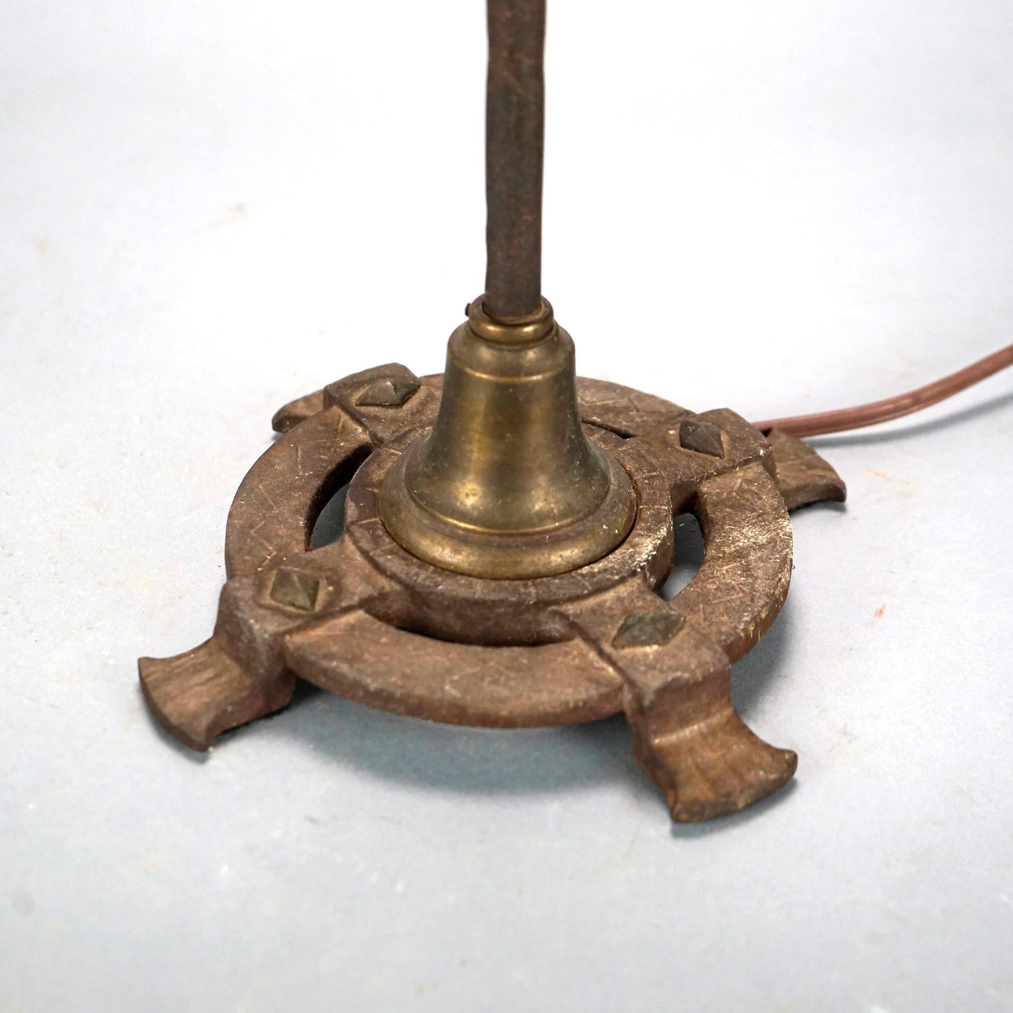 Antique Arts & Crafts Bronzed & Reticulated Screen Lamps, Moorish Design, C1920 2