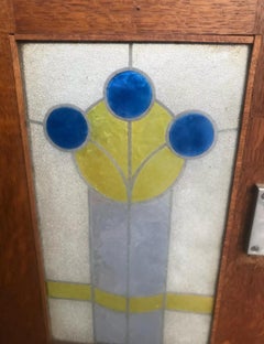 Antique Arts & Crafts Cabinet Stained Glass Stickley Era - W7057   SALE