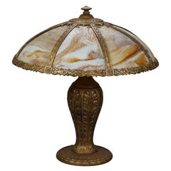 Antique Arts & Crafts Carmel Slag Glass Table Lamp Circa 1920