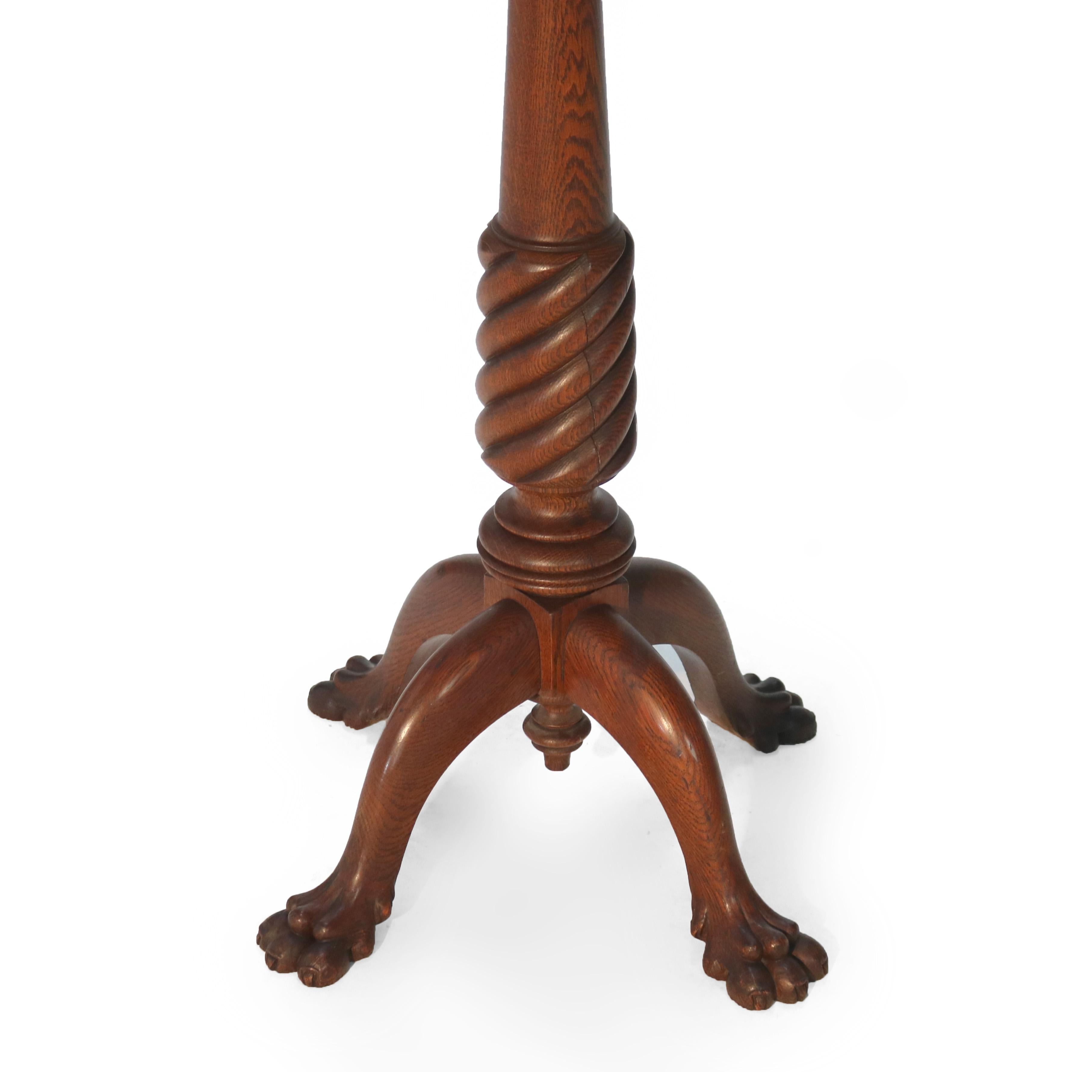 Antiguo soporte para plantas de roble aserrado tallado Arts & Crafts con columna de cuerda retorcida C1920

Medidas - 32 1/4