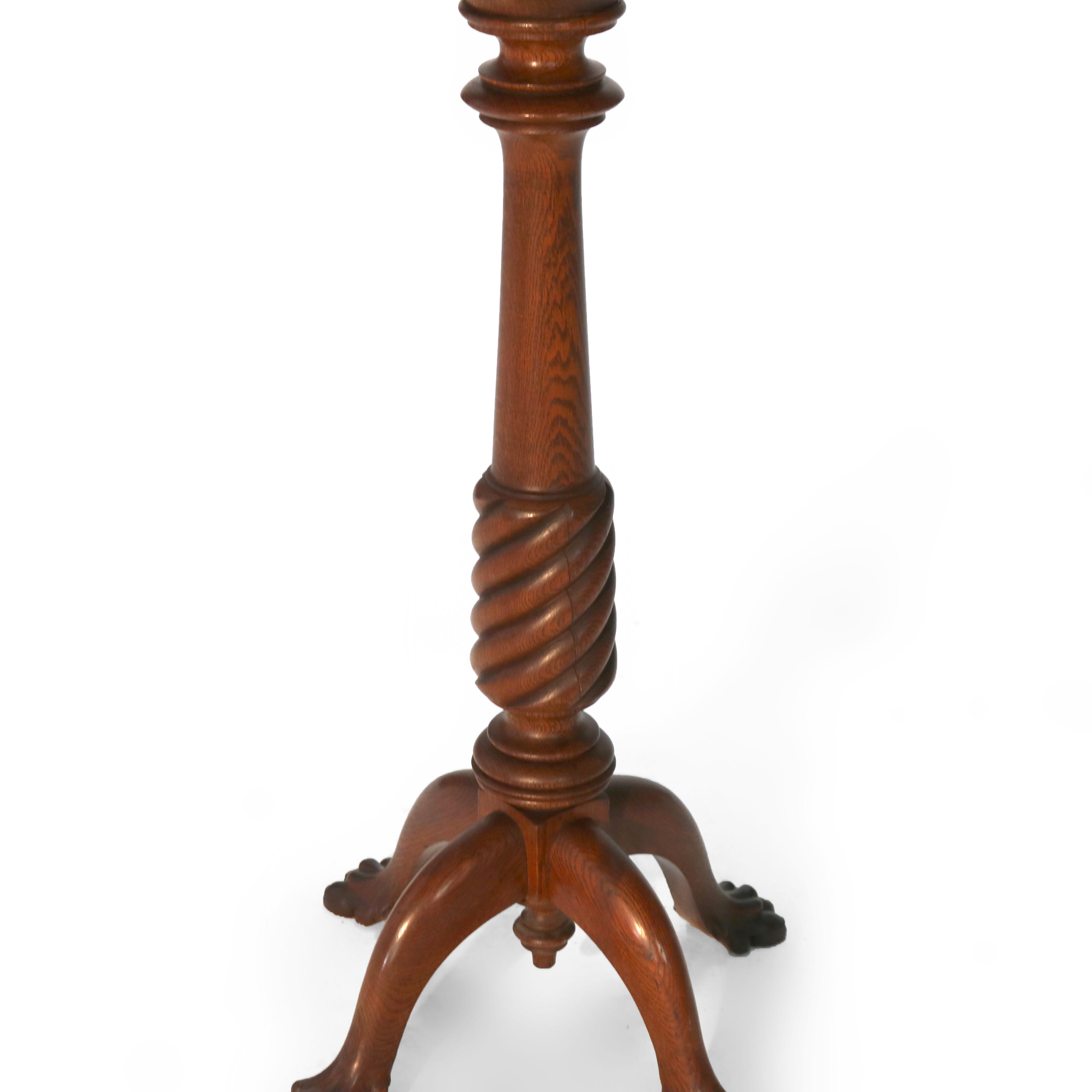 Antiguo soporte para plantas de roble tallado Arts & Crafts C1920 Artes y manualidades en venta