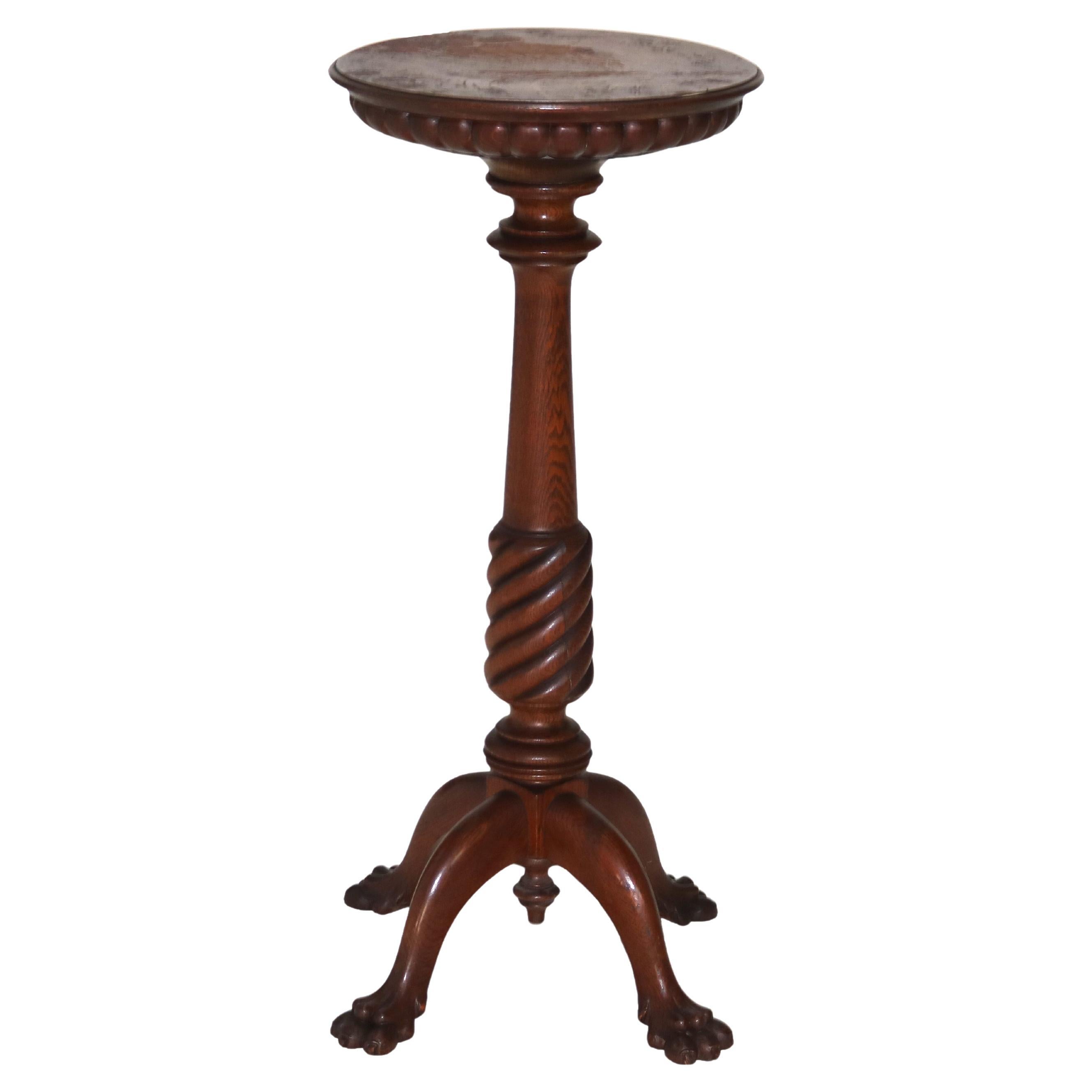 Antiguo soporte para plantas de roble tallado Arts & Crafts C1920 en venta