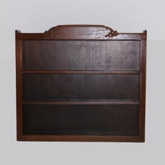 Antique Arts & Crafts Carved Oak Hanging Plate Shelf C1910