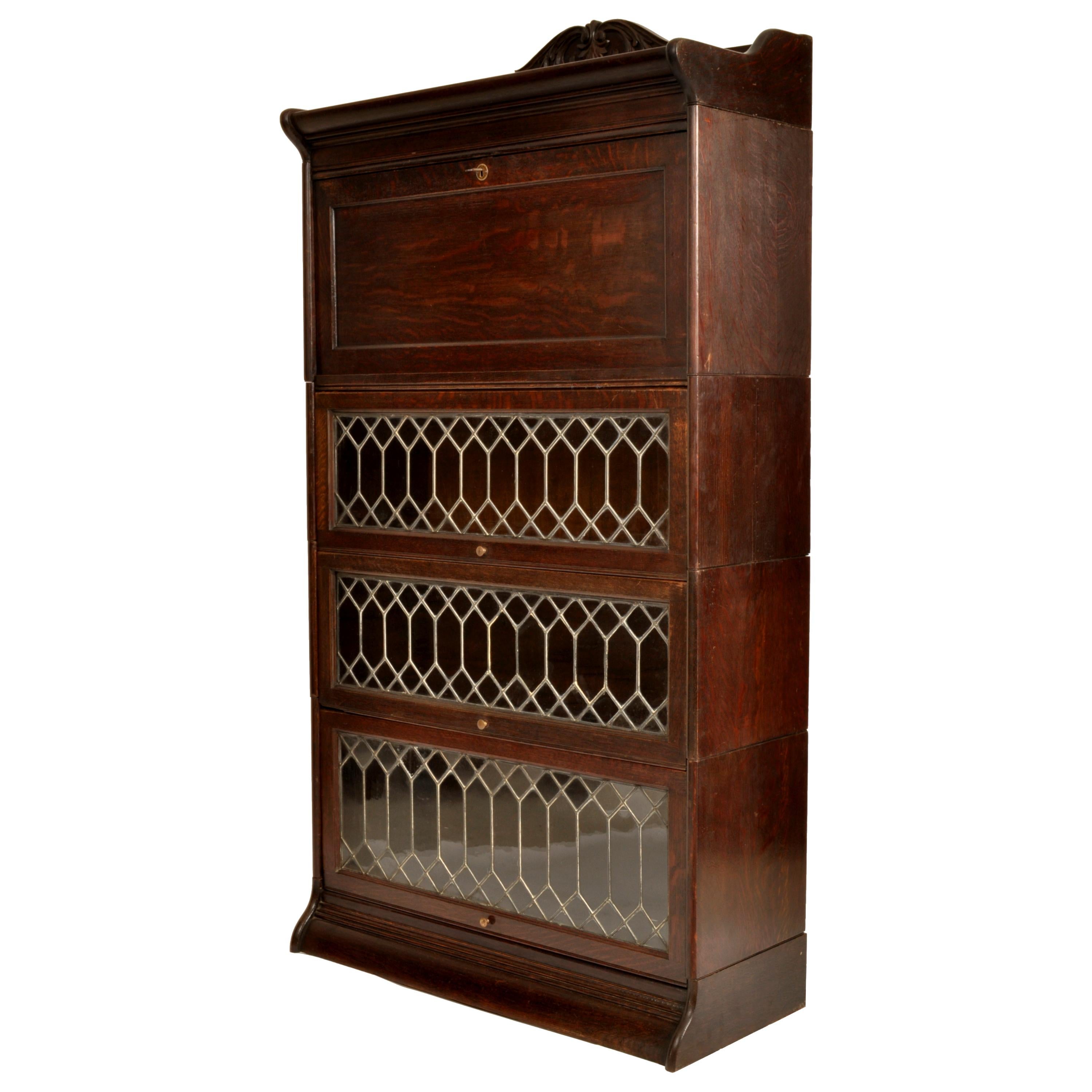 leaded glass barrister bookcase