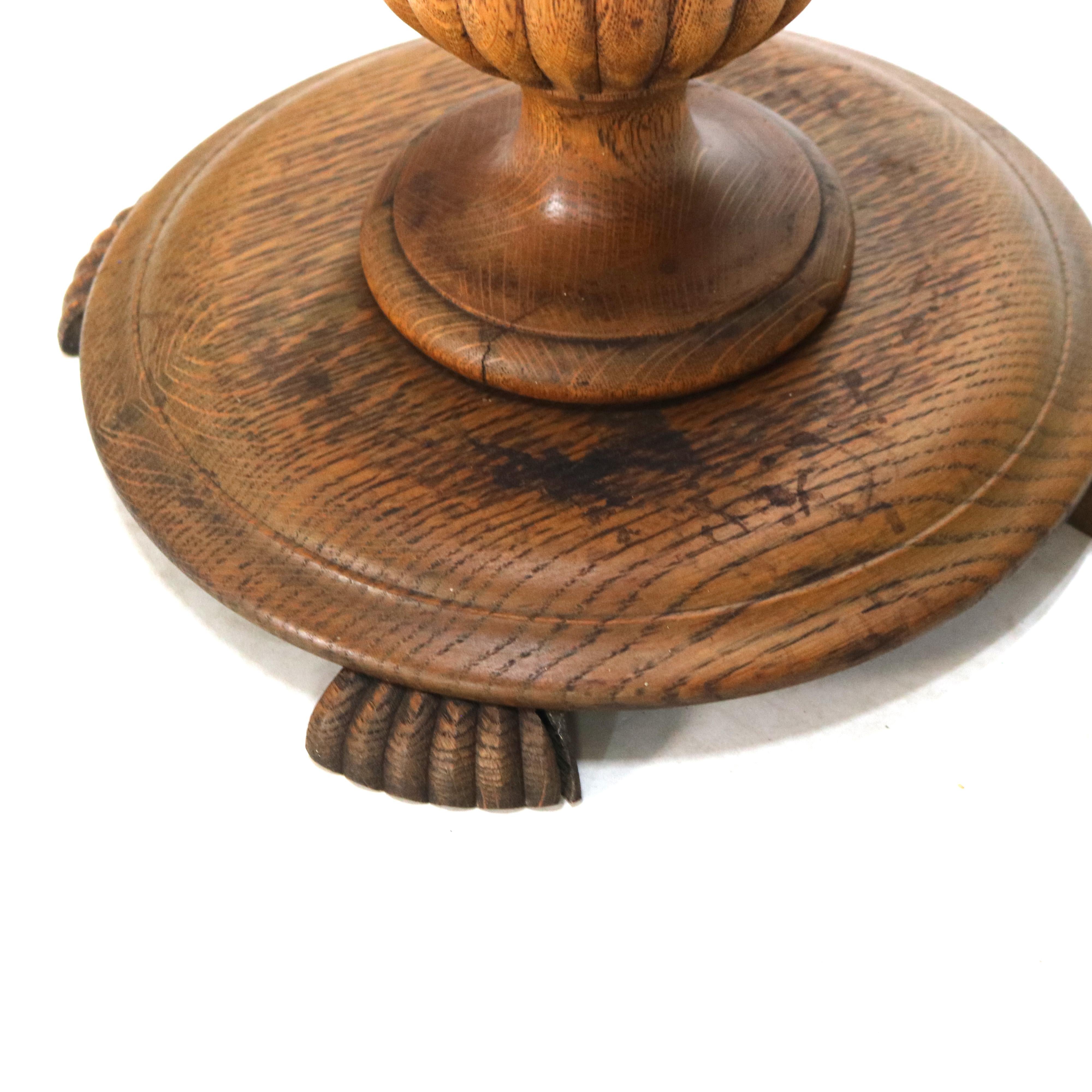 Antico supporto per piante in Oak Carved con elementi di melone C1920 in vendita 4