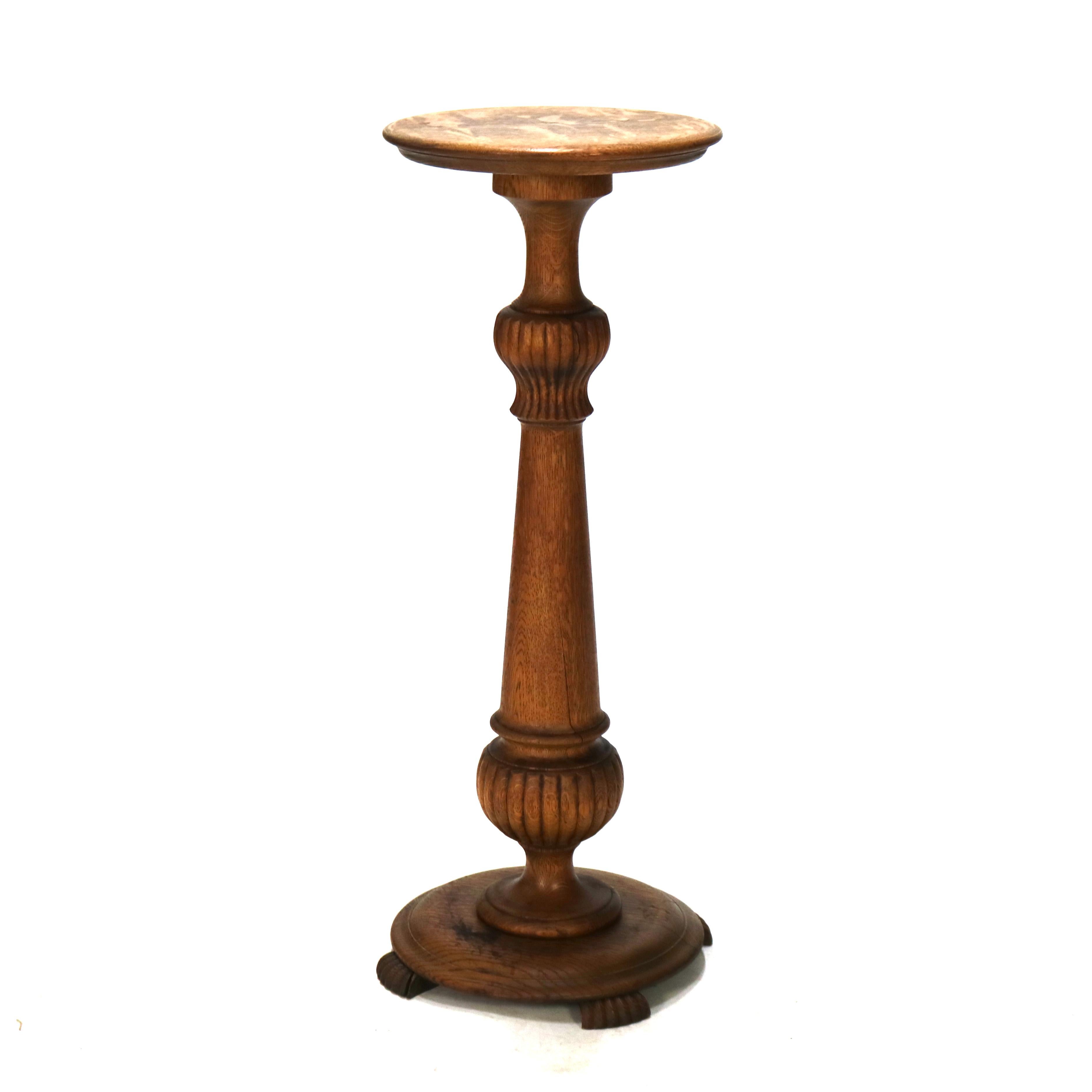 Antico supporto per piante in Oak Carved con elementi di melone C1920 in vendita 8