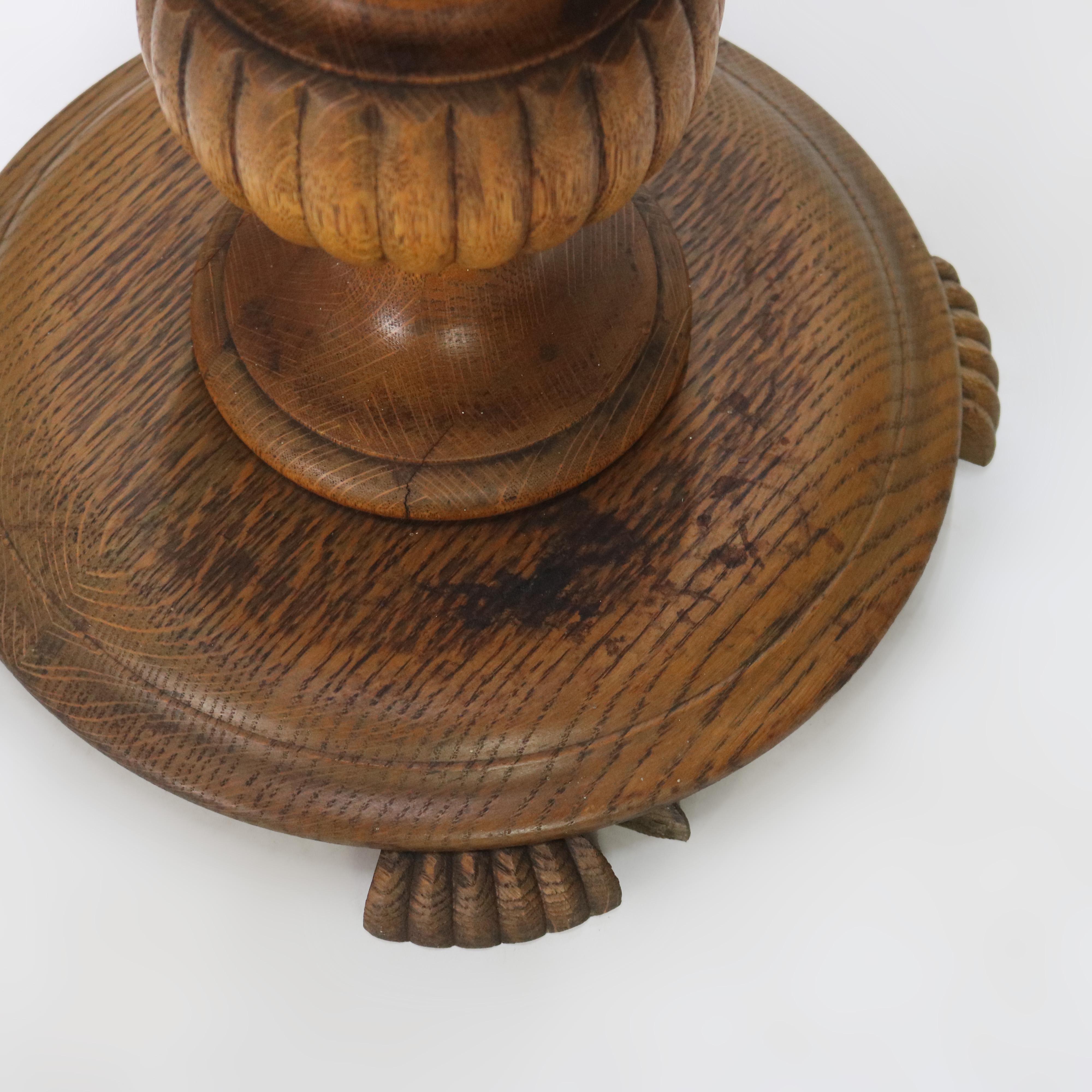 Antico supporto per piante in Oak Carved con elementi di melone C1920 in vendita 2