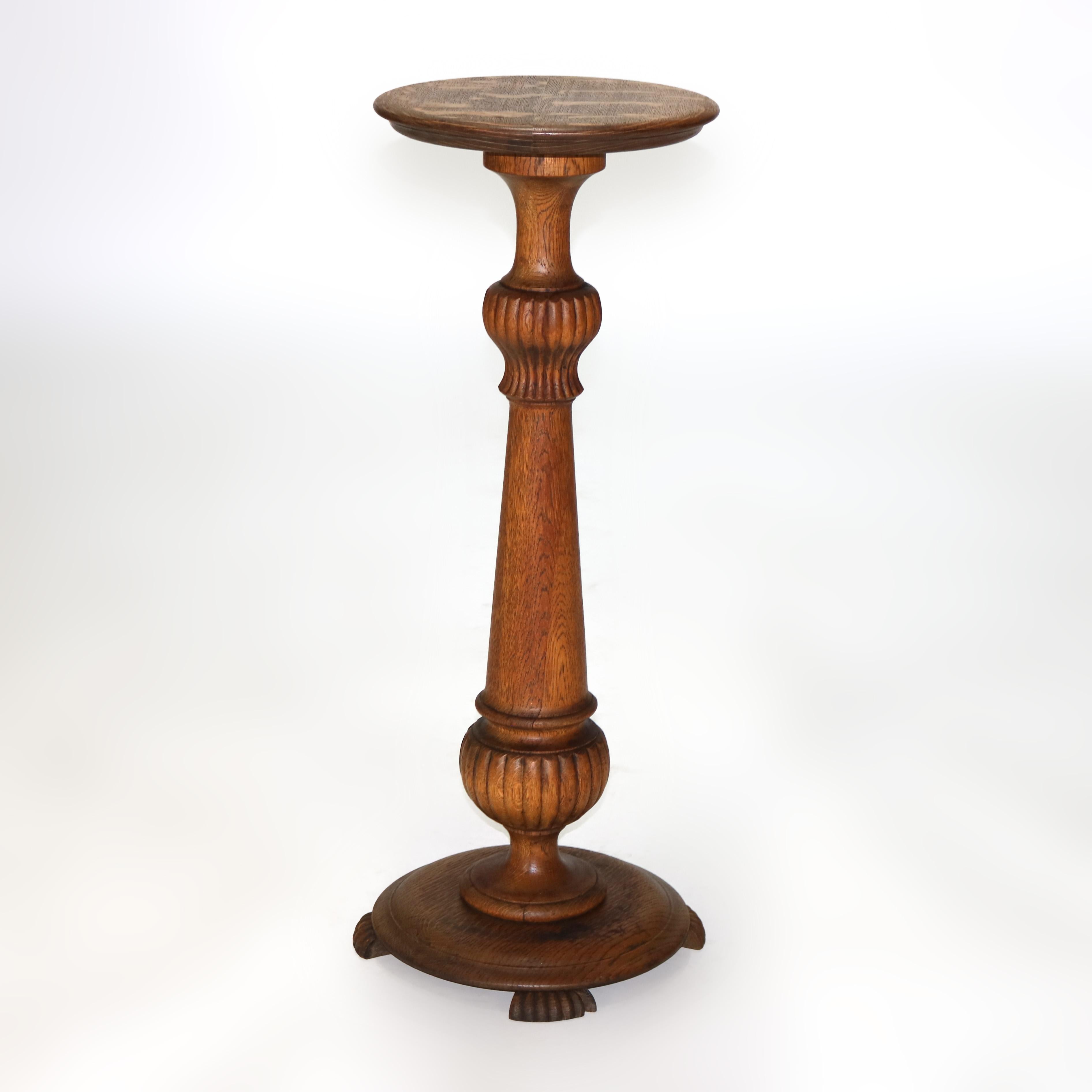 Antico supporto per piante in Oak Carved con elementi di melone C1920 in vendita 3