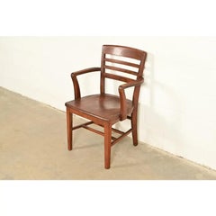 Antique Arts & Crafts Carved Walnut Banker's Chair, Circa 1920s