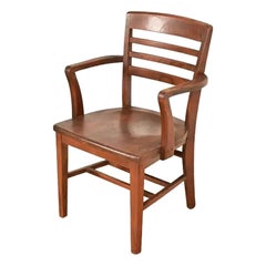 Antique Arts & Crafts Carved Walnut Banker's Chair, Circa 1920s