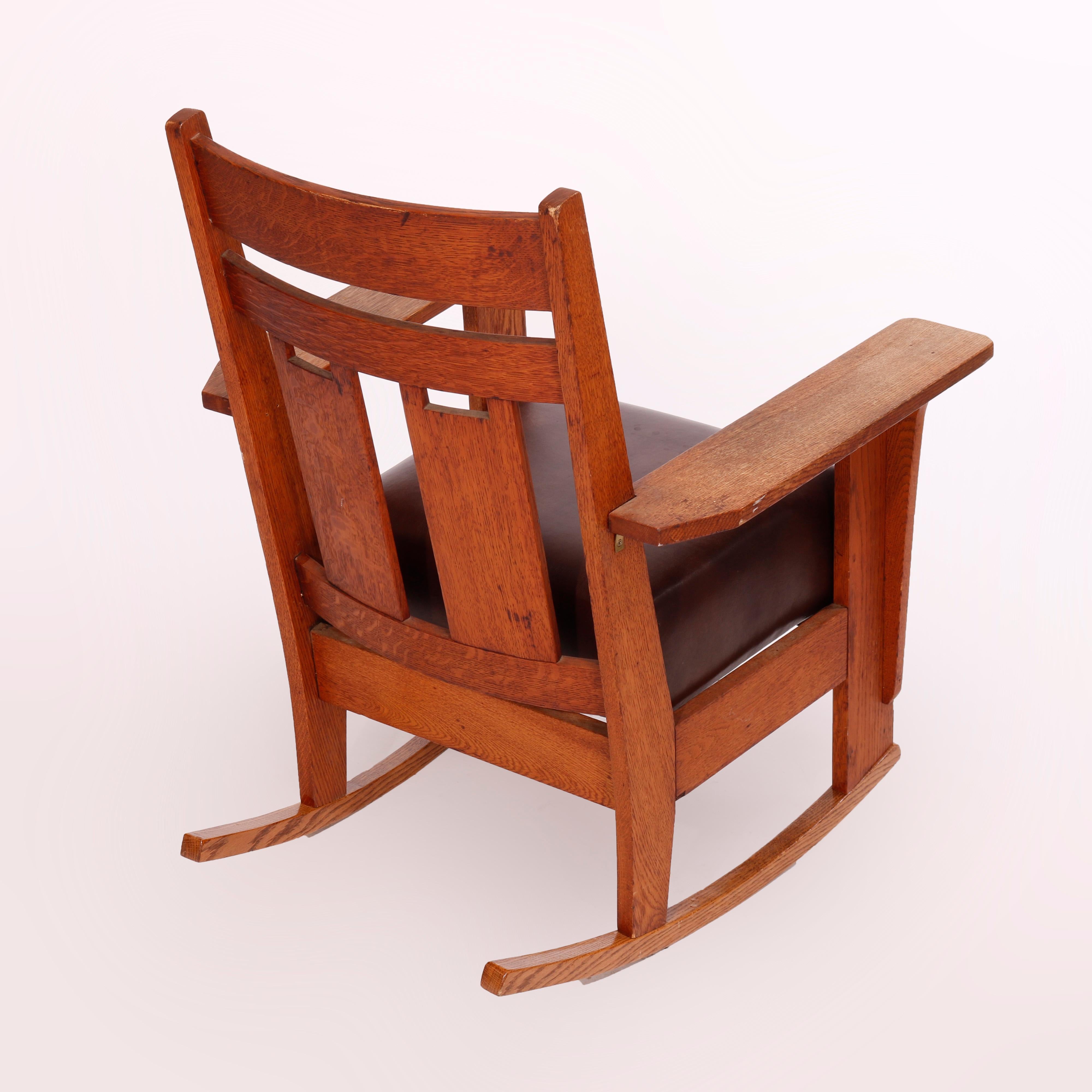 Arts and Crafts Antique Arts & Crafts Charles Stickley Oak Rocking Chair, Circa 1910