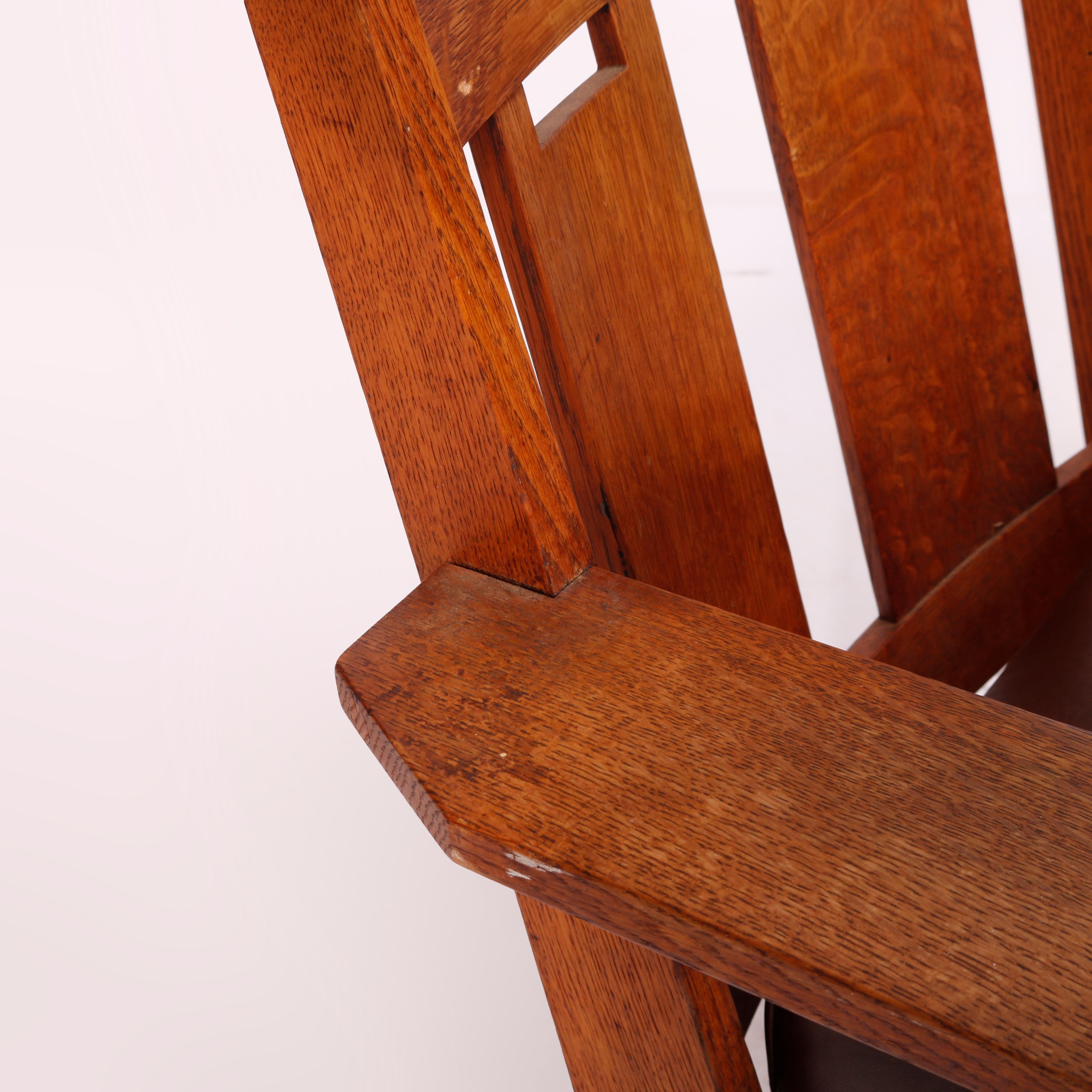 20th Century Antique Arts & Crafts Charles Stickley Oak Rocking Chair, Circa 1910